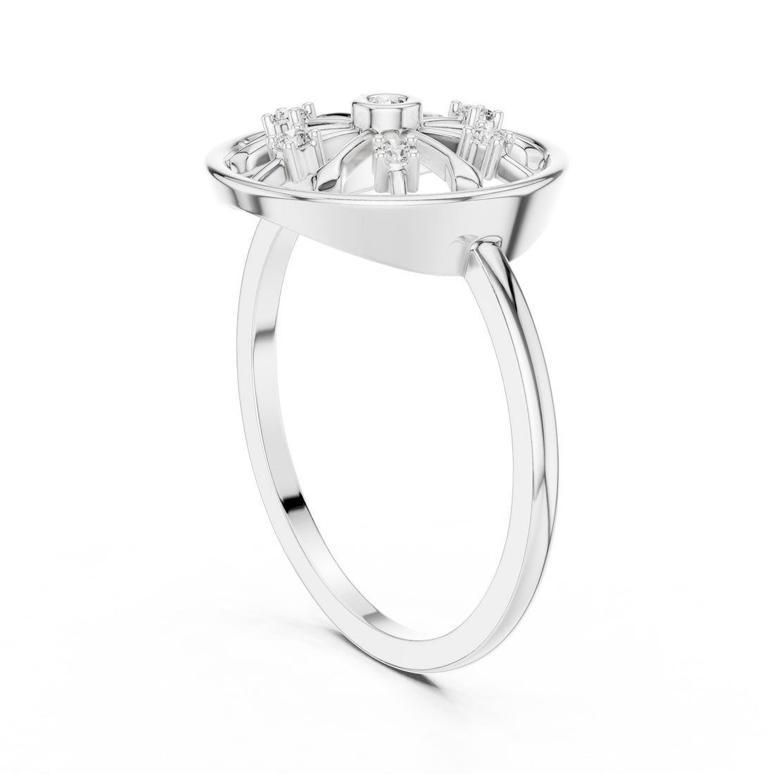 Round Brilliant Lab Grown Diamond Sunburst Wheel Cluster Ring