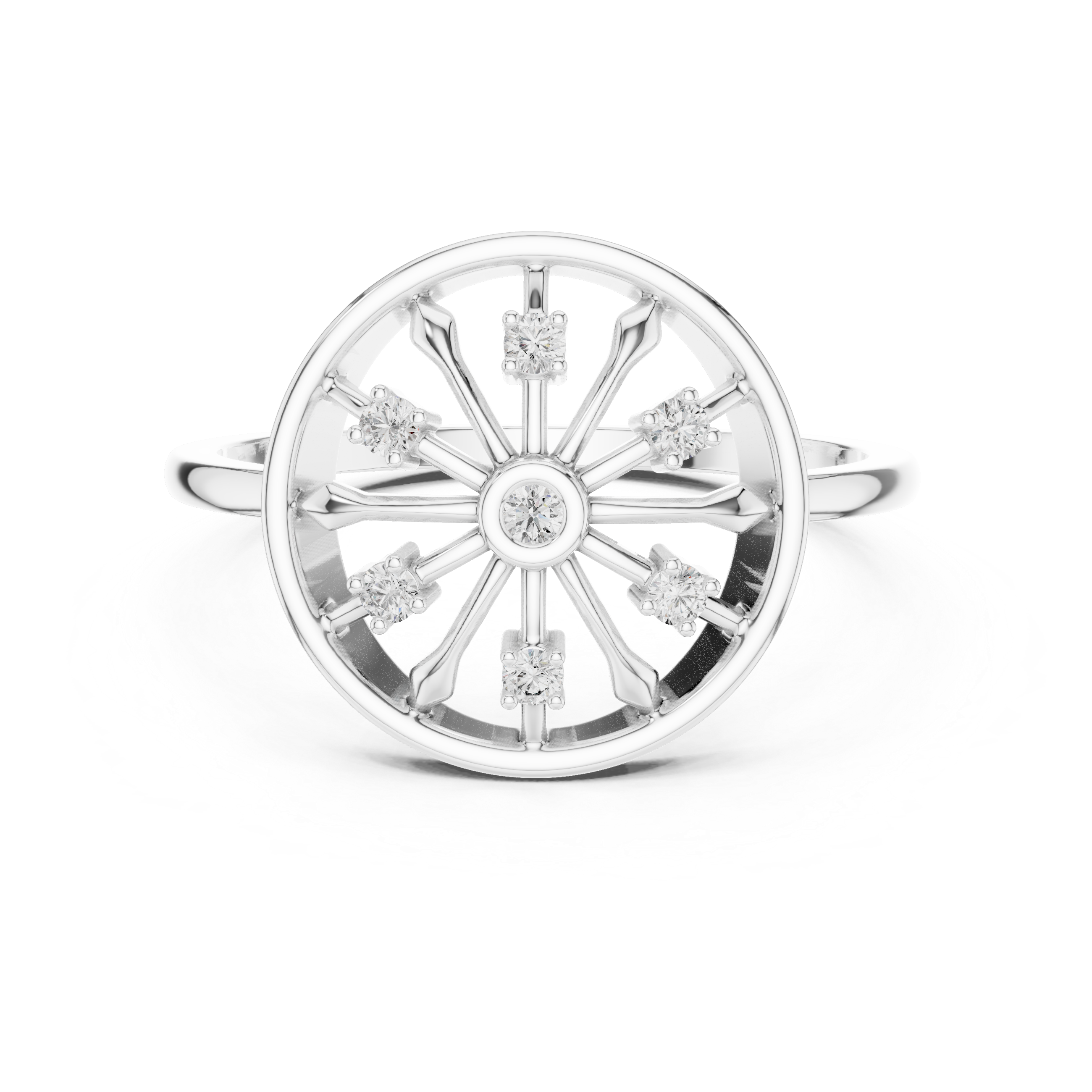 Round Brilliant Lab Grown Diamond Sunburst Wheel Cluster Ring