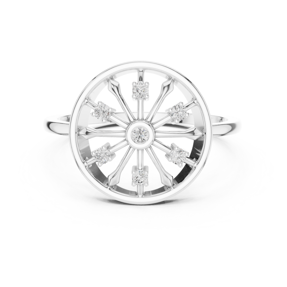 Round Brilliant Lab Grown Diamond Sunburst Wheel Cluster Ring