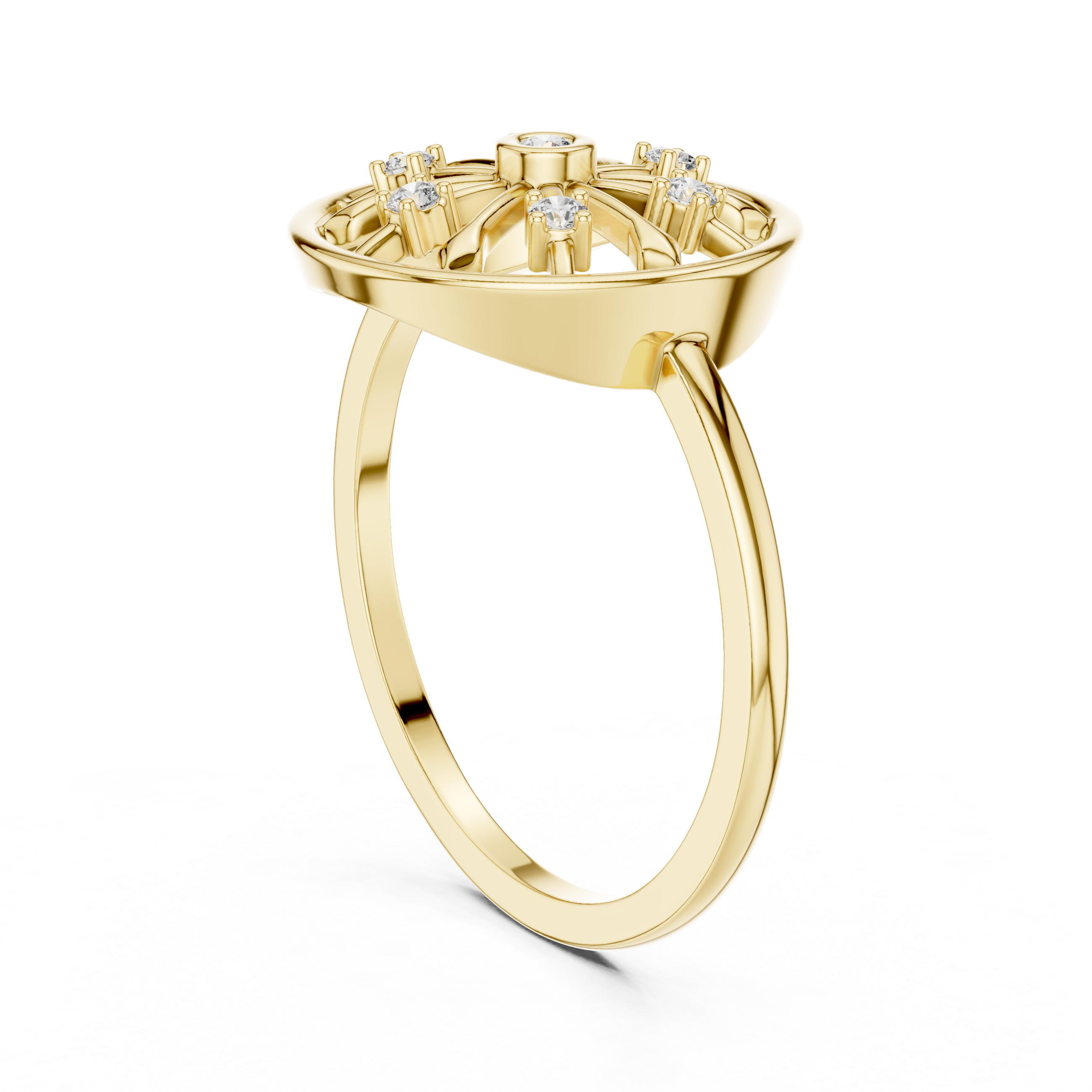 Round Brilliant Lab Grown Diamond Sunburst Wheel Cluster Ring
