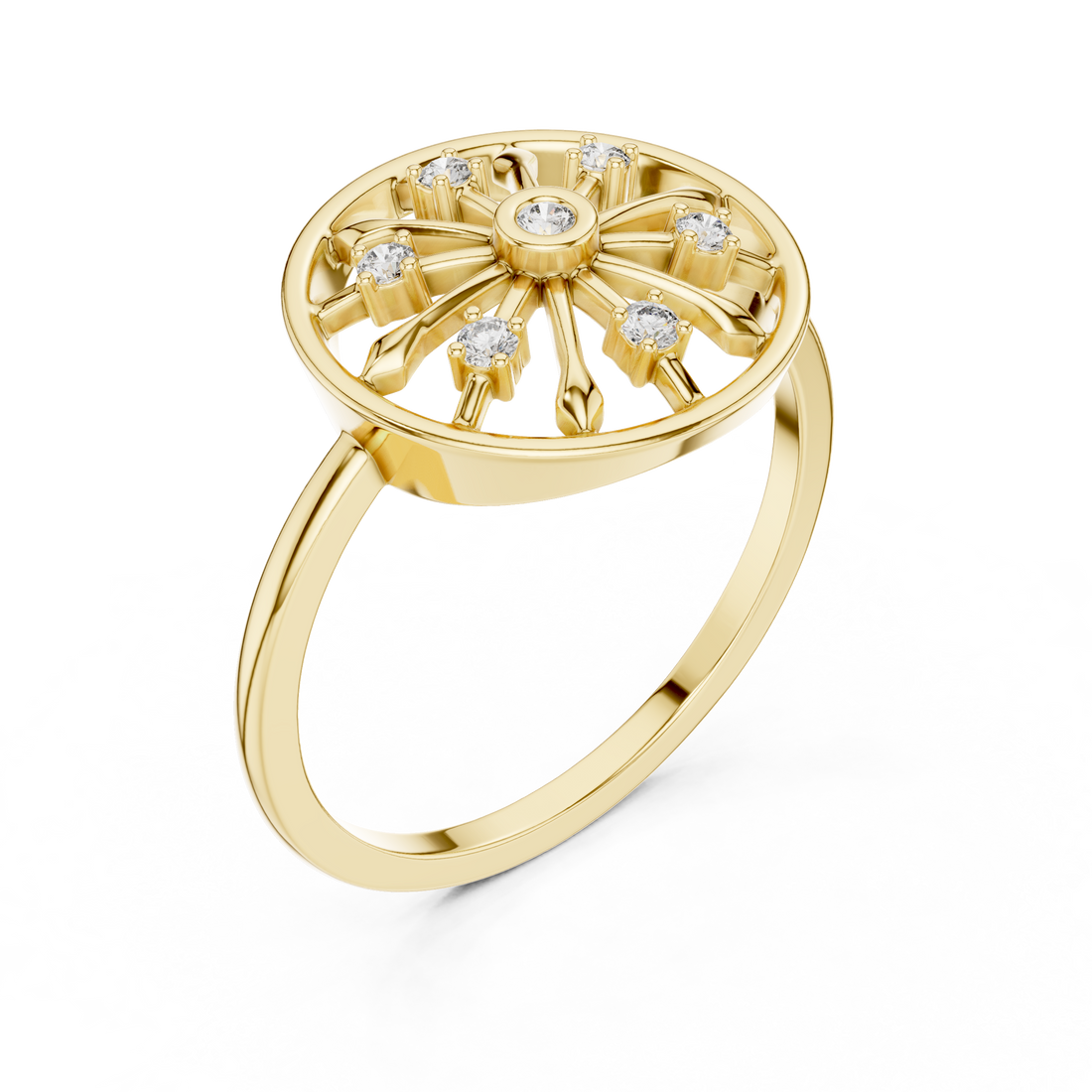 Round Brilliant Lab Grown Diamond Sunburst Wheel Cluster Ring