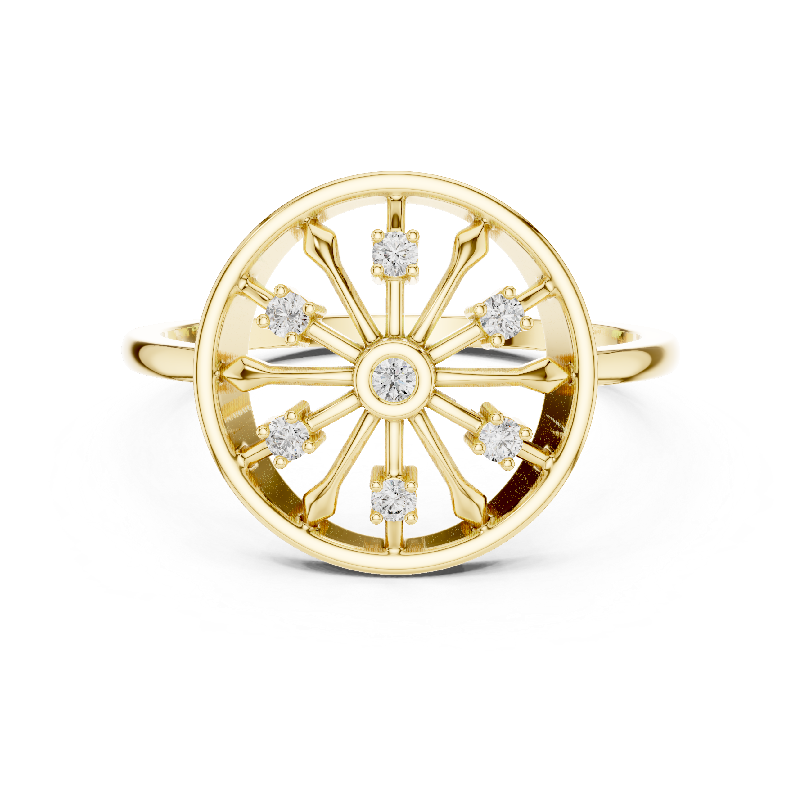 Round Brilliant Lab Grown Diamond Sunburst Wheel Cluster Ring
