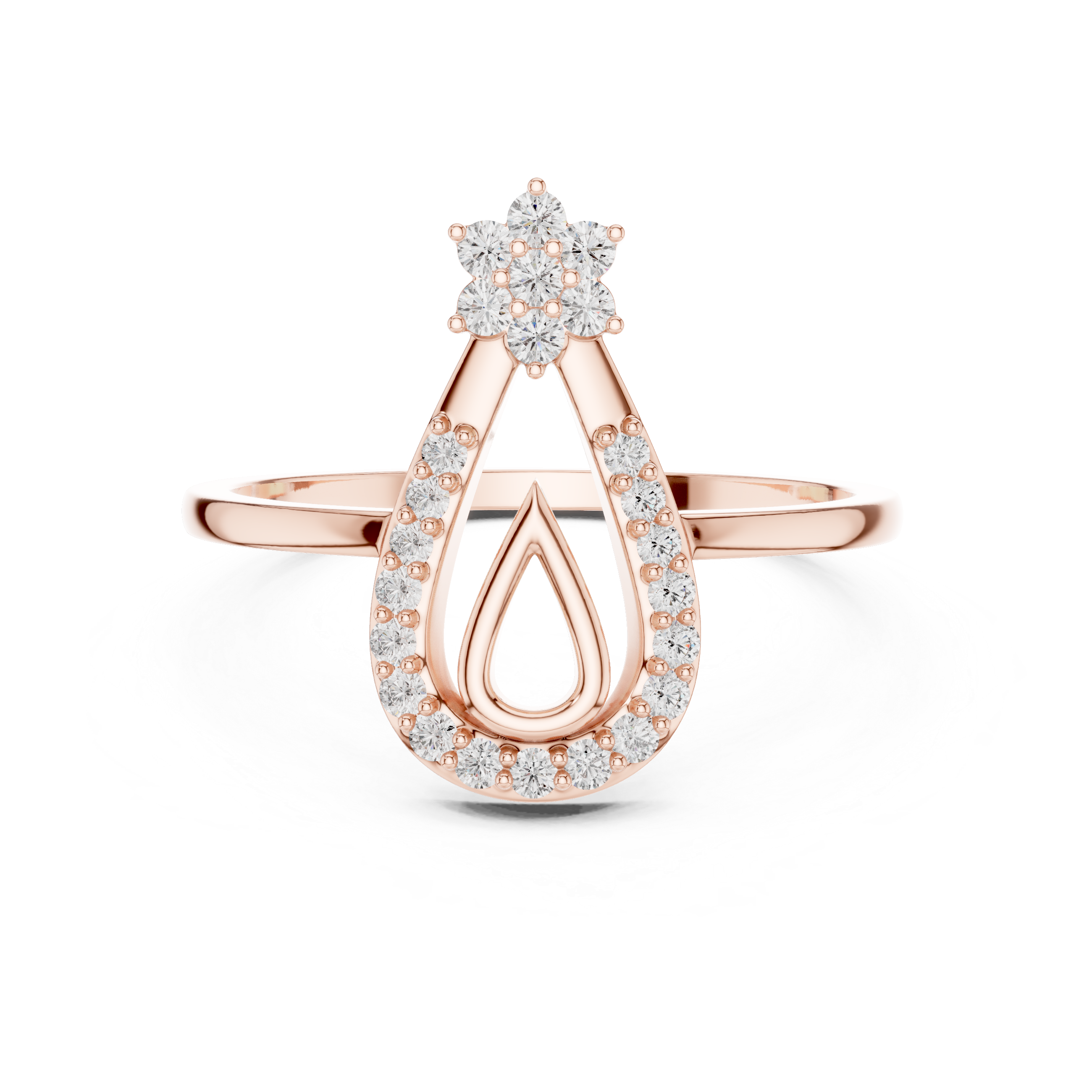Lab Grown Diamond Teardrop Halo Floral Ring