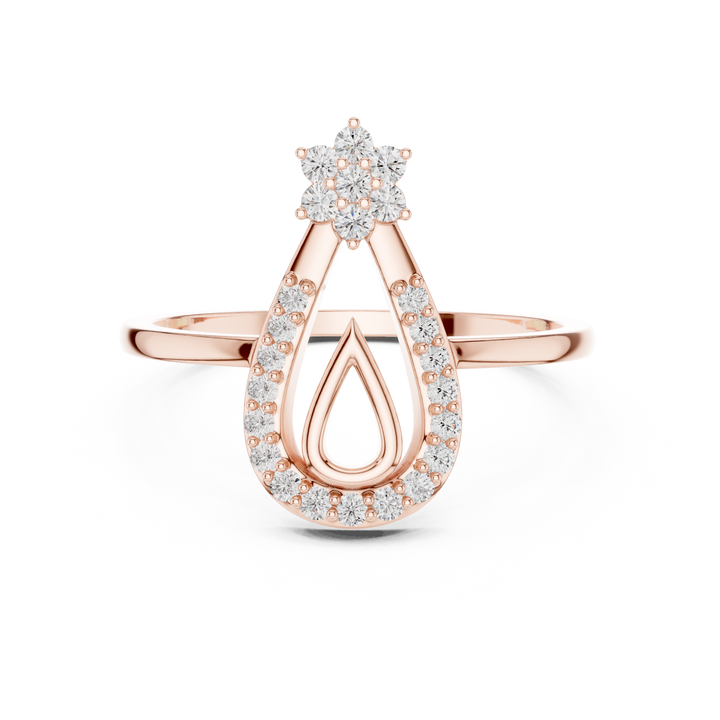 Lab Grown Diamond Teardrop Halo Floral Ring
