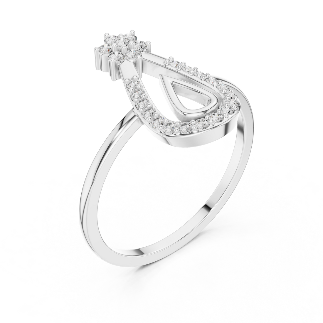 Lab Grown Diamond Teardrop Halo Floral Ring