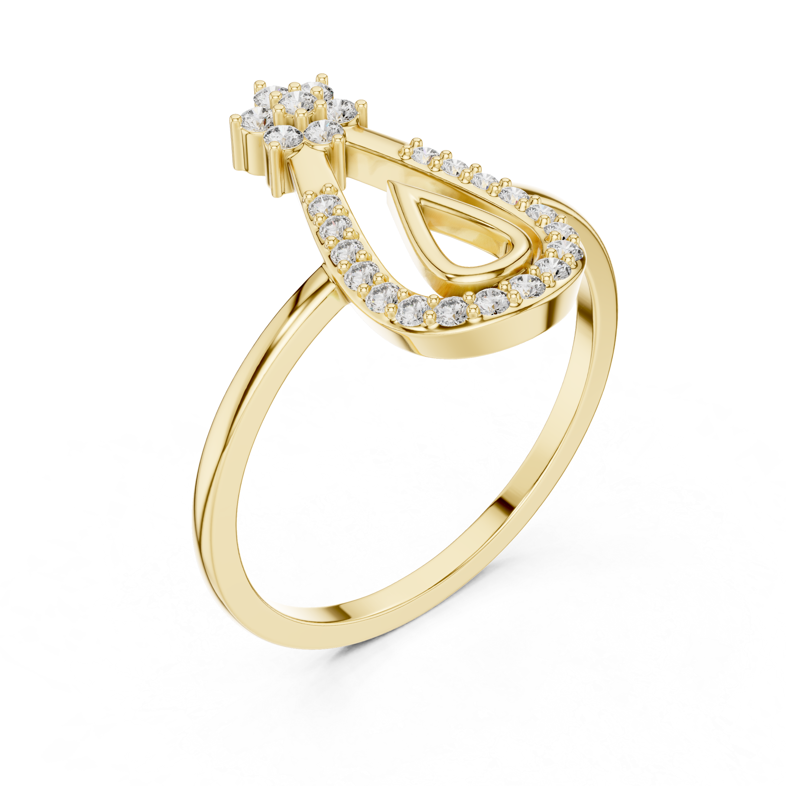 Lab Grown Diamond Teardrop Halo Floral Ring