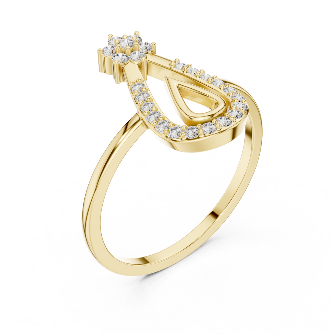Lab Grown Diamond Teardrop Halo Floral Ring