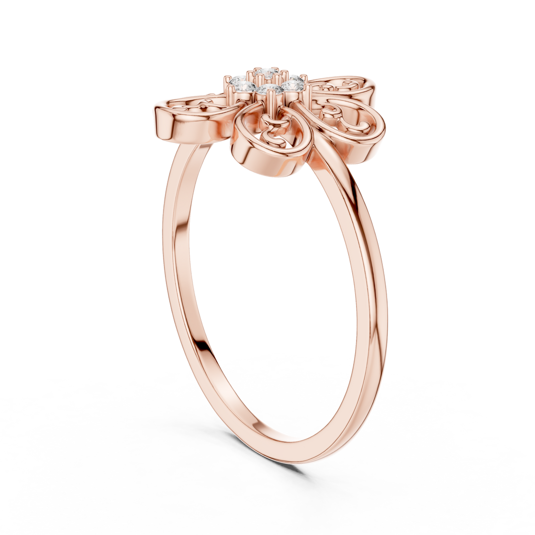 Round Brilliant Lab Grown Diamond Vintage Floral Cluster Ring