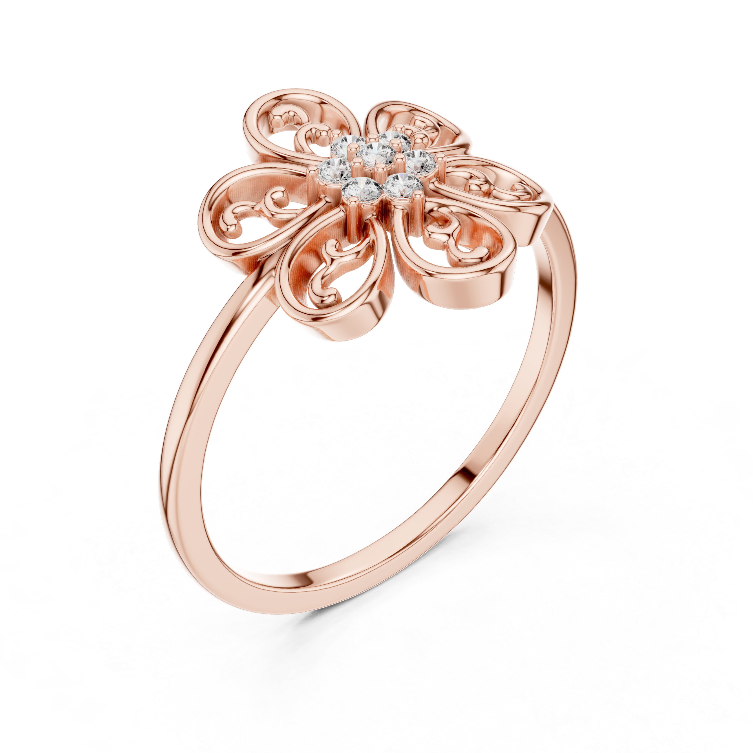 Round Brilliant Lab Grown Diamond Vintage Floral Cluster Ring