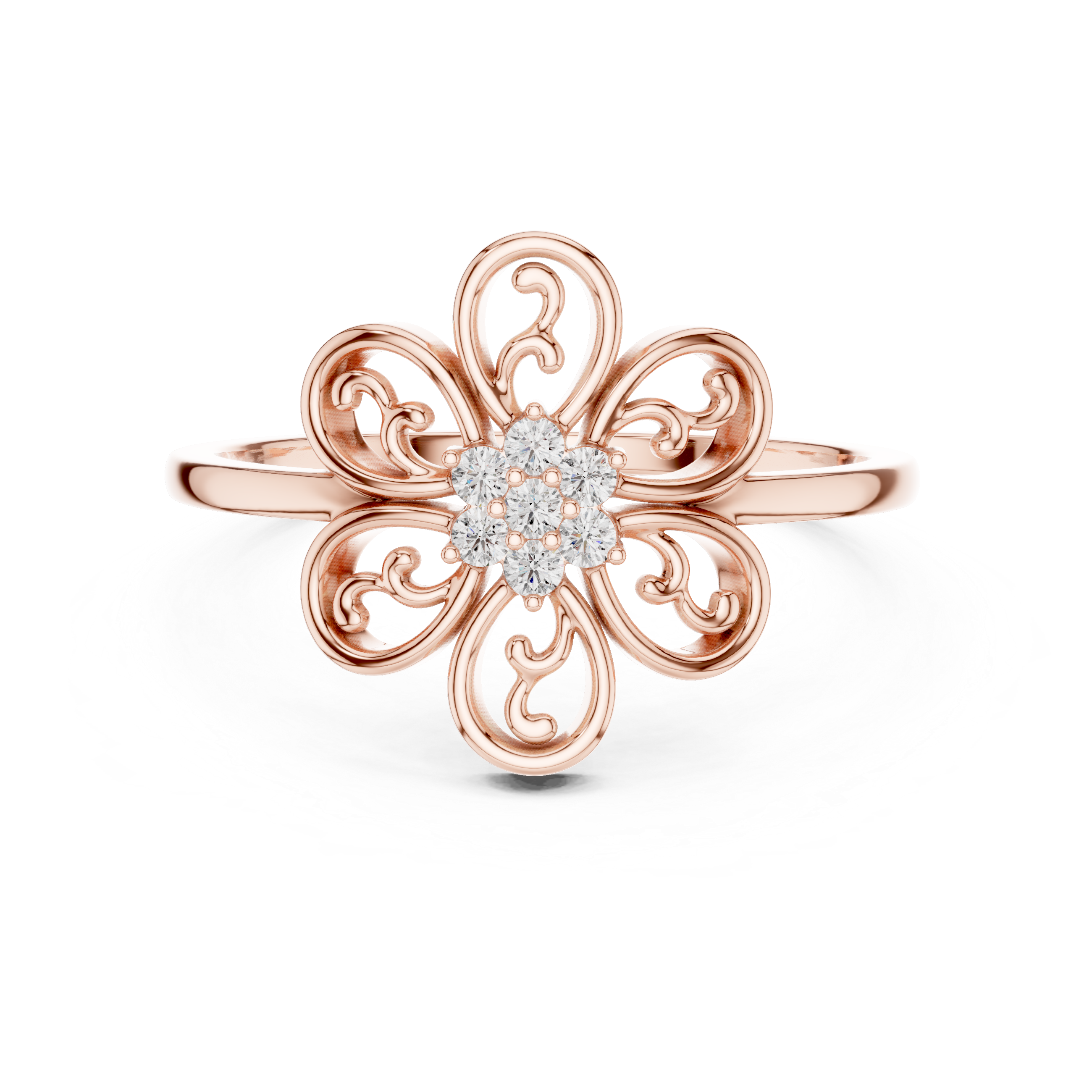 Round Brilliant Lab Grown Diamond Vintage Floral Cluster Ring