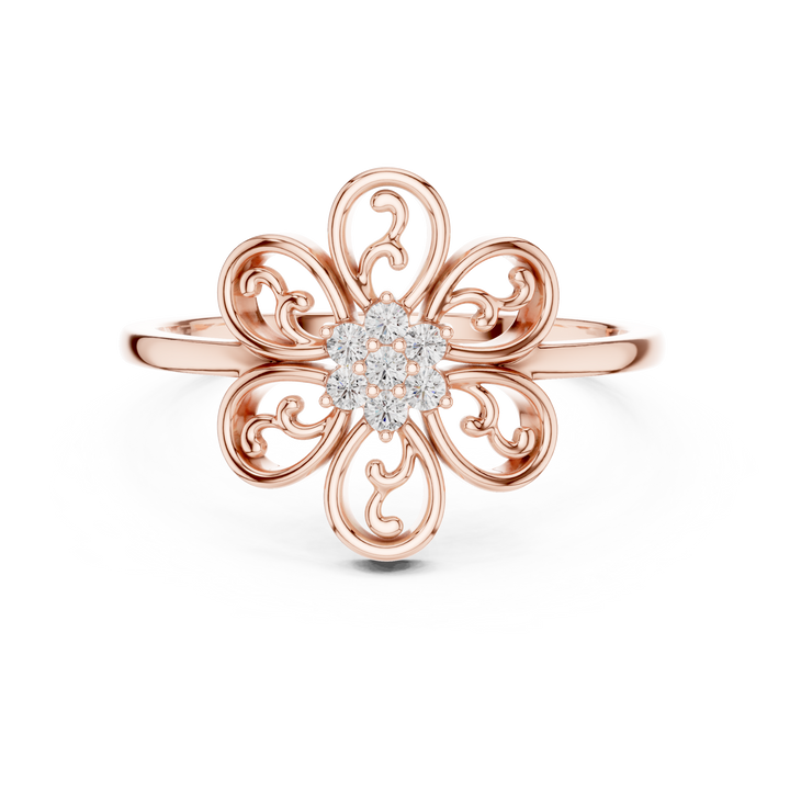 Round Brilliant Lab Grown Diamond Vintage Floral Cluster Ring