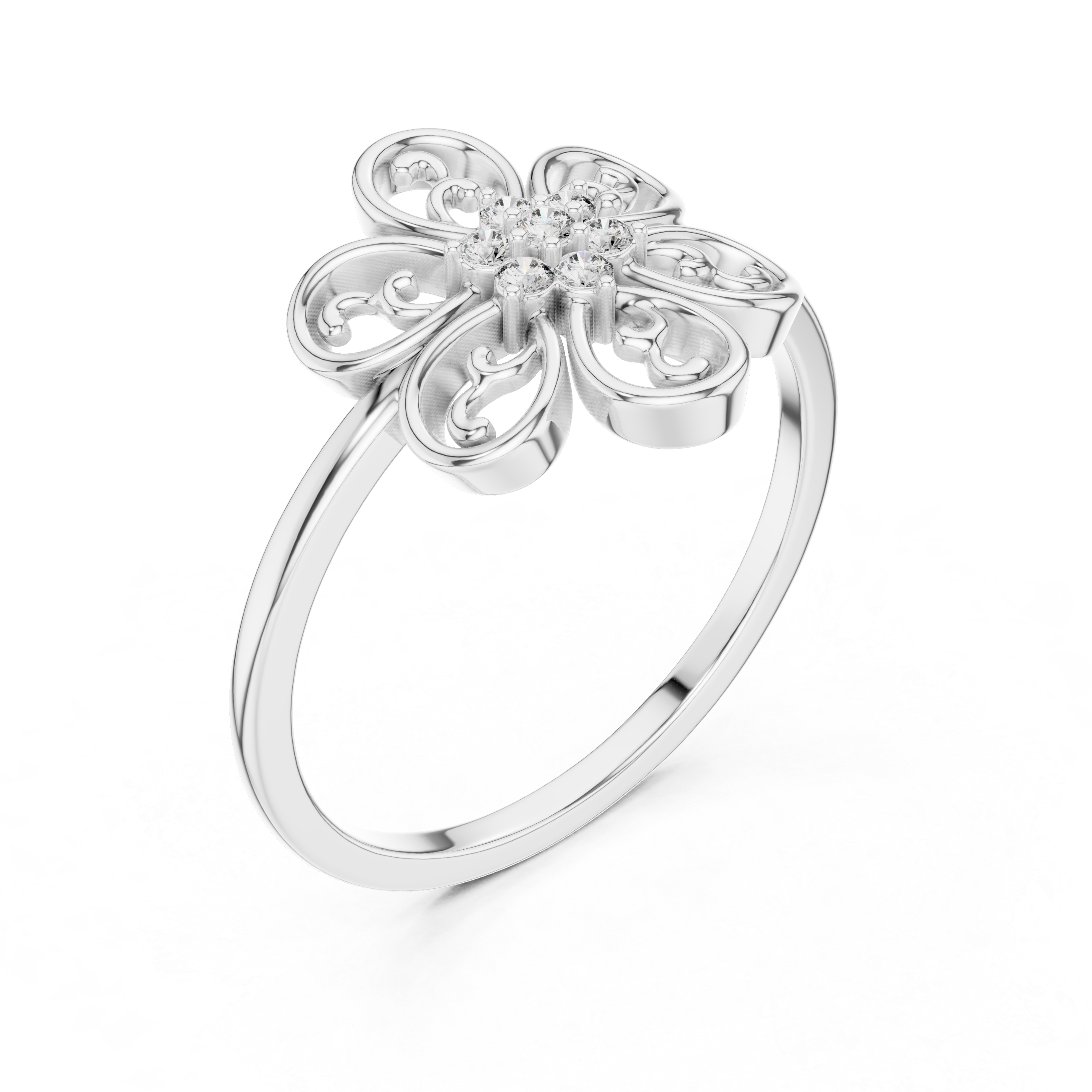 Round Brilliant Lab Grown Diamond Vintage Floral Cluster Ring