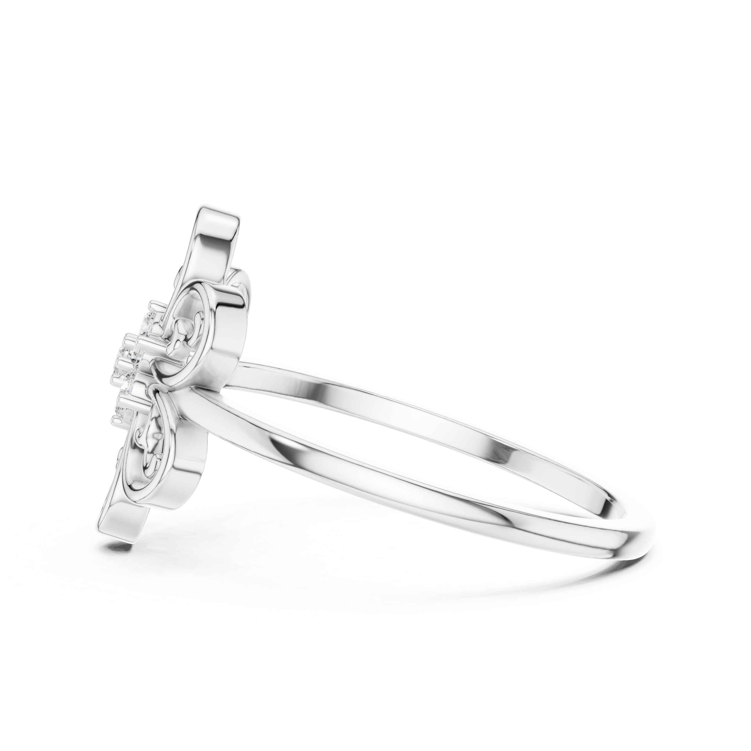 Round Brilliant Lab Grown Diamond Vintage Floral Cluster Ring