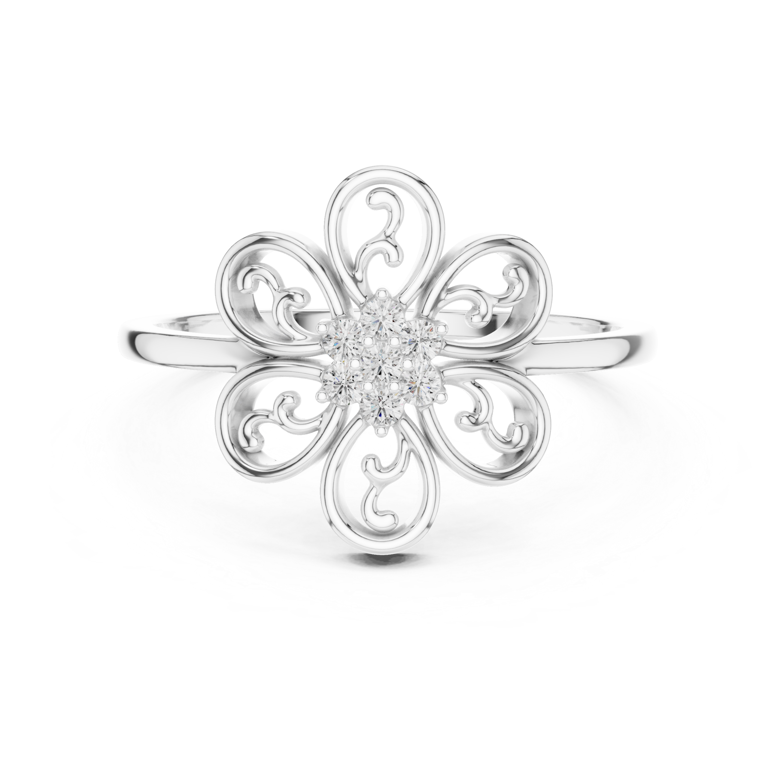 Round Brilliant Lab Grown Diamond Vintage Floral Cluster Ring