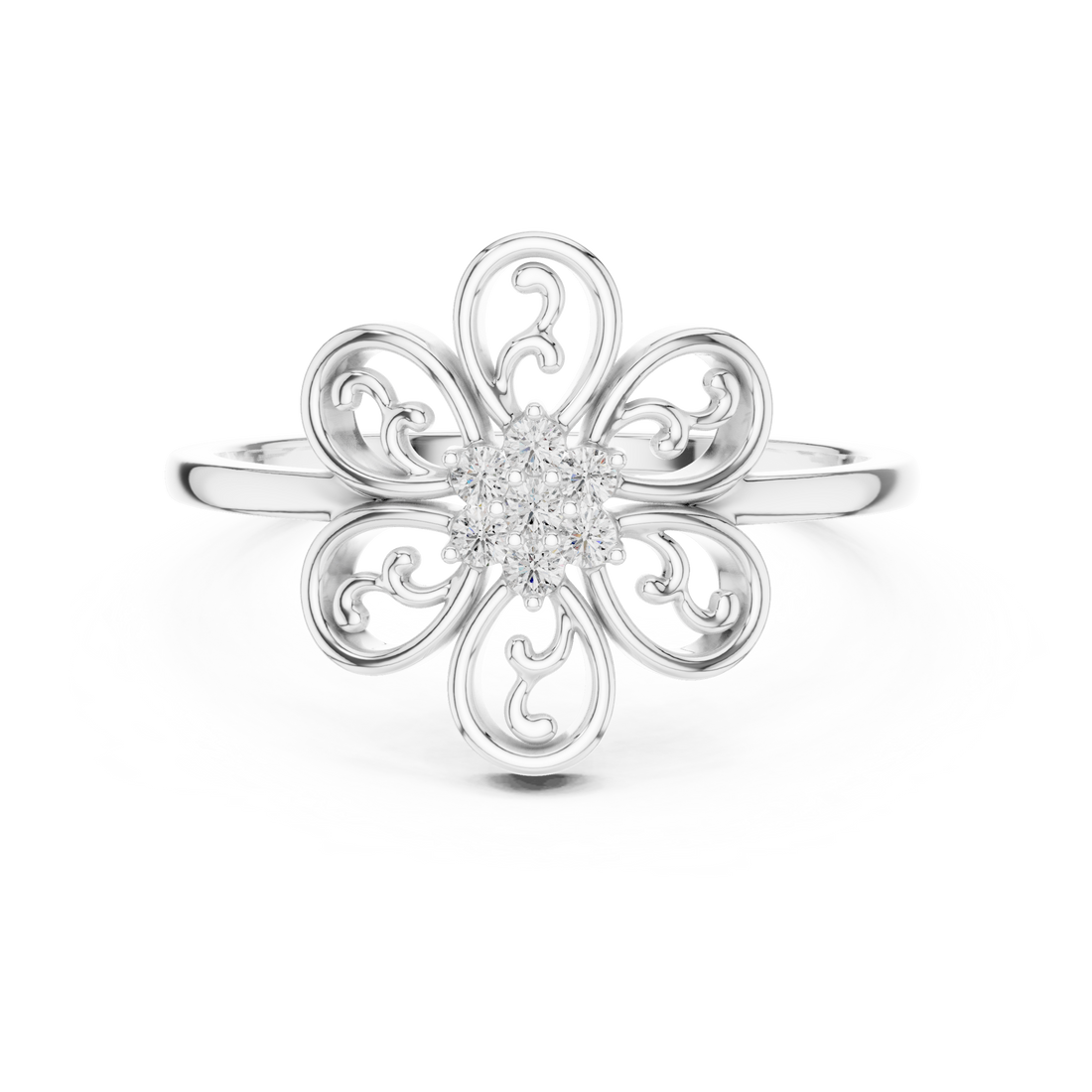 Round Brilliant Lab Grown Diamond Vintage Floral Cluster Ring