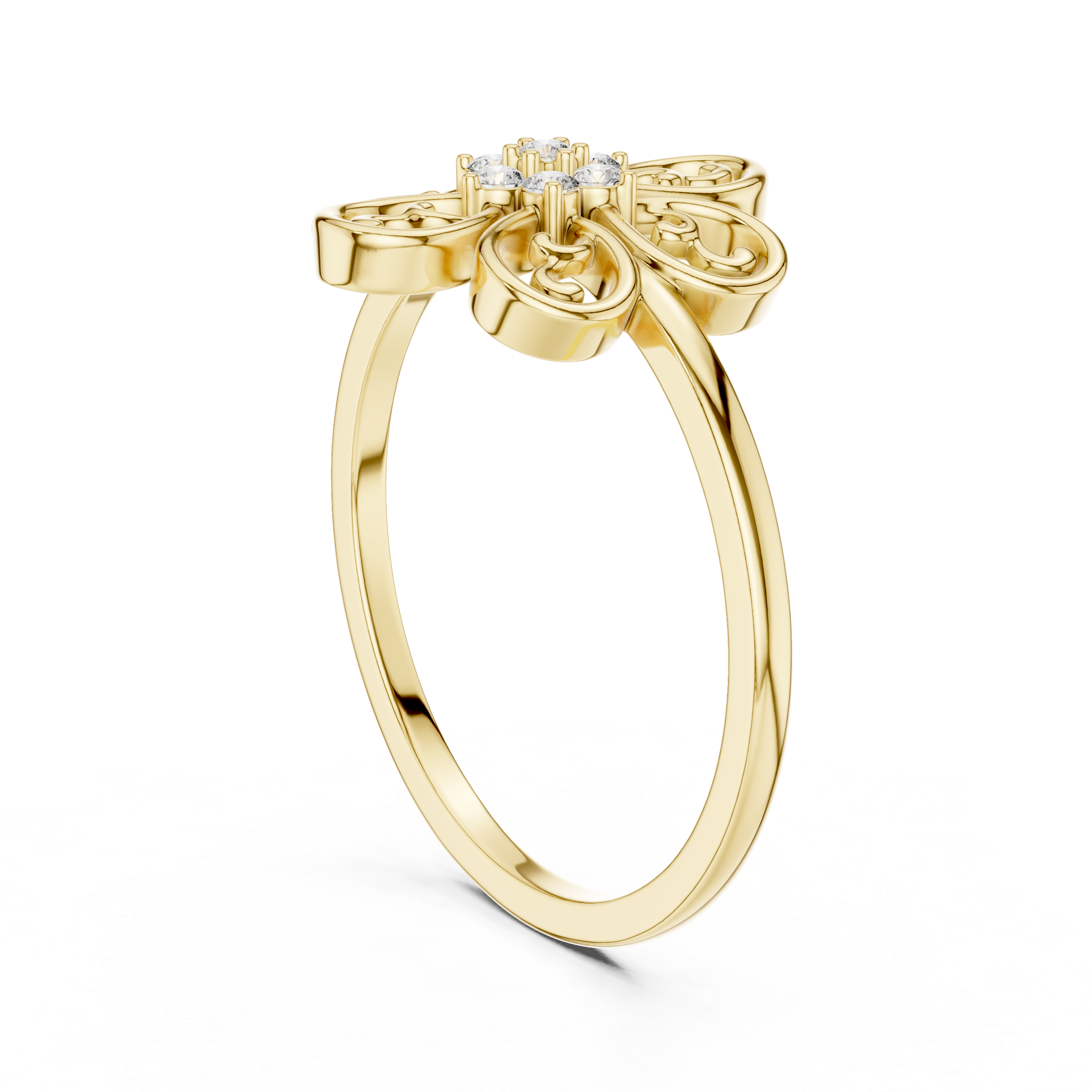 Round Brilliant Lab Grown Diamond Vintage Floral Cluster Ring