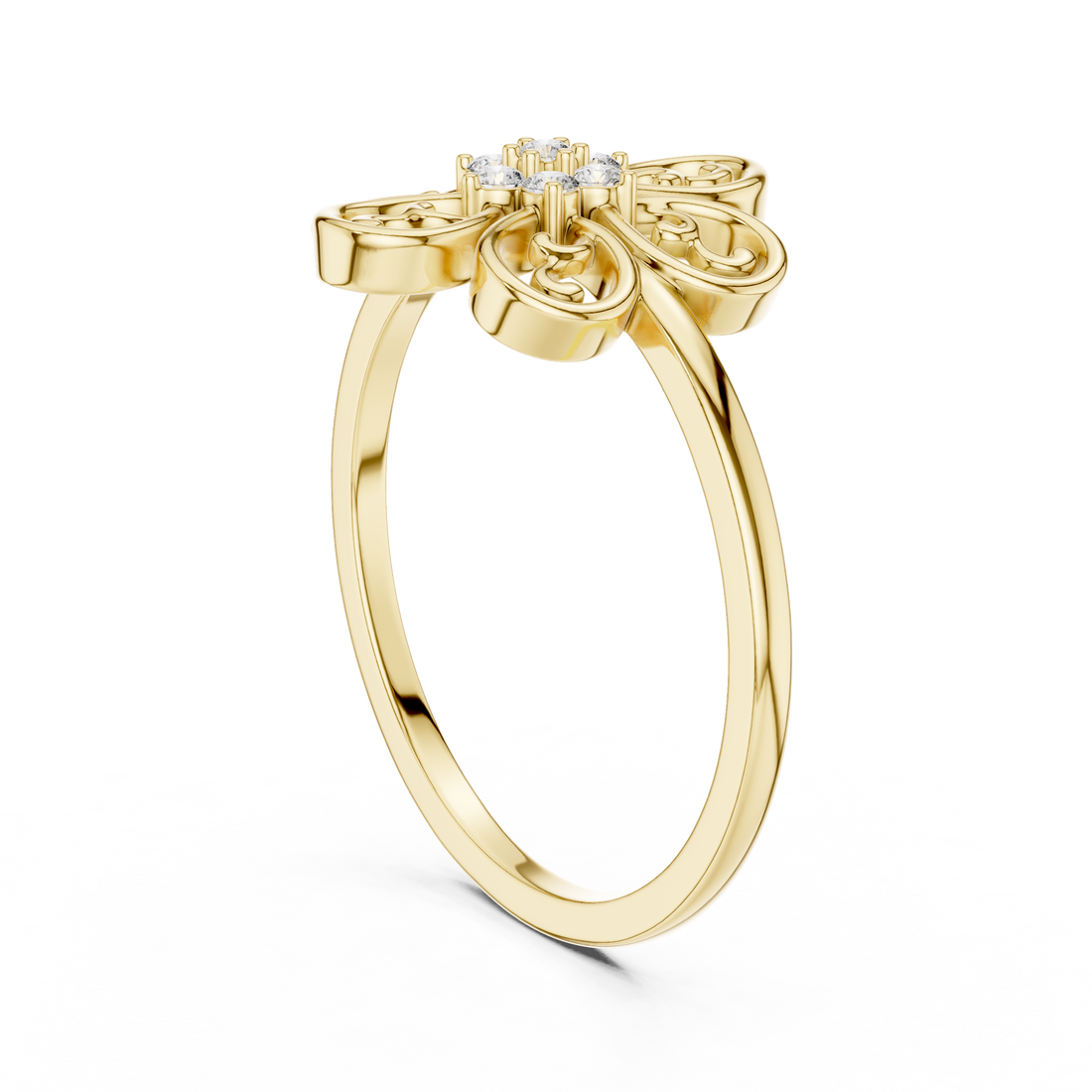 Round Brilliant Lab Grown Diamond Vintage Floral Cluster Ring