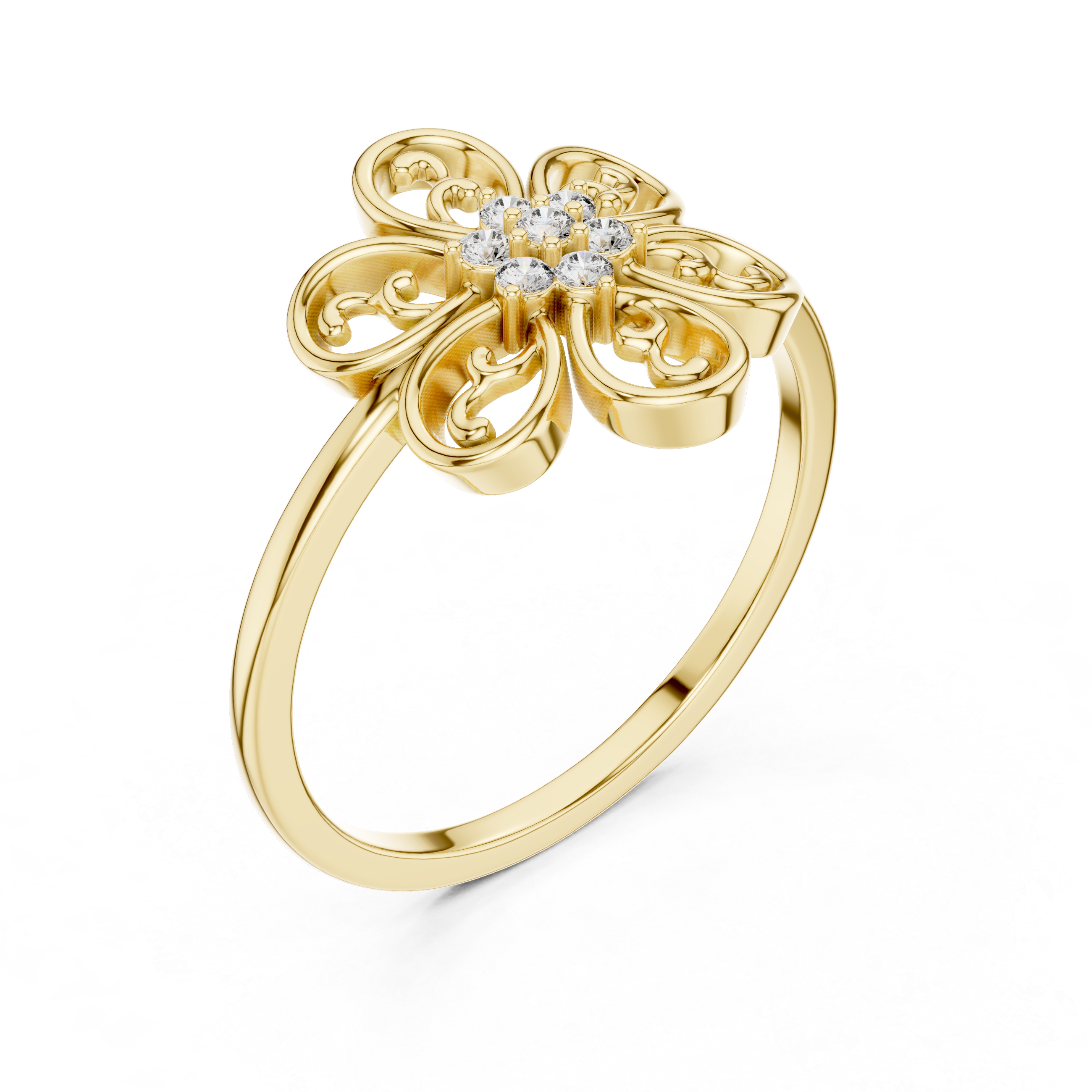 Round Brilliant Lab Grown Diamond Vintage Floral Cluster Ring
