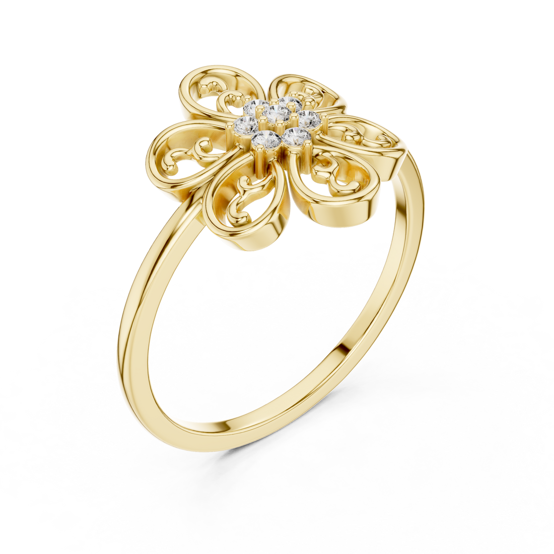 Round Brilliant Lab Grown Diamond Vintage Floral Cluster Ring