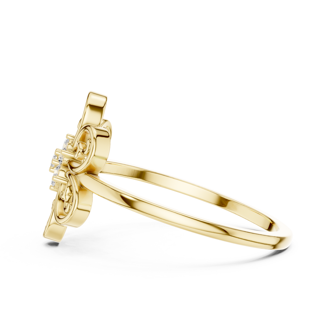 Round Brilliant Lab Grown Diamond Vintage Floral Cluster Ring