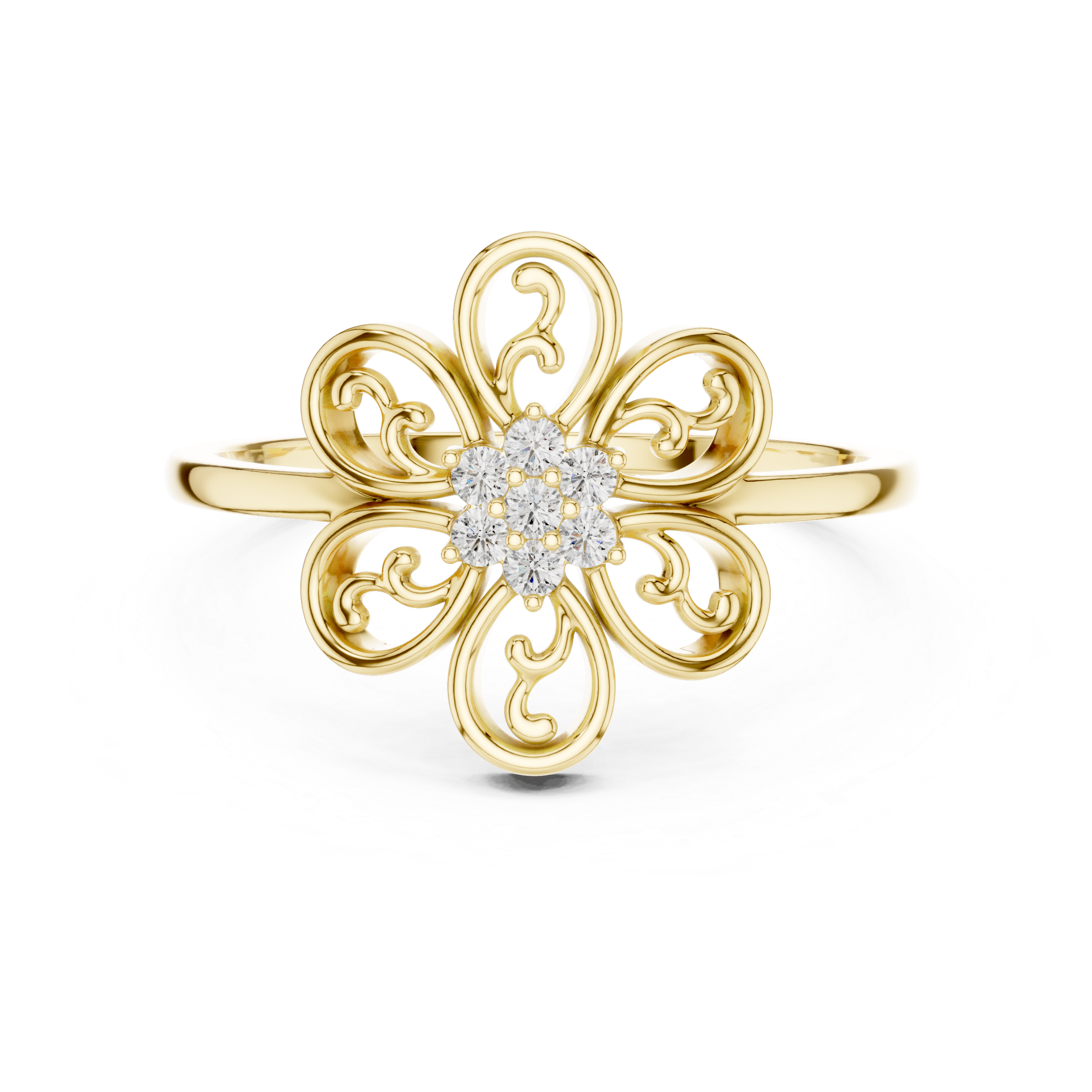 Round Brilliant Lab Grown Diamond Vintage Floral Cluster Ring