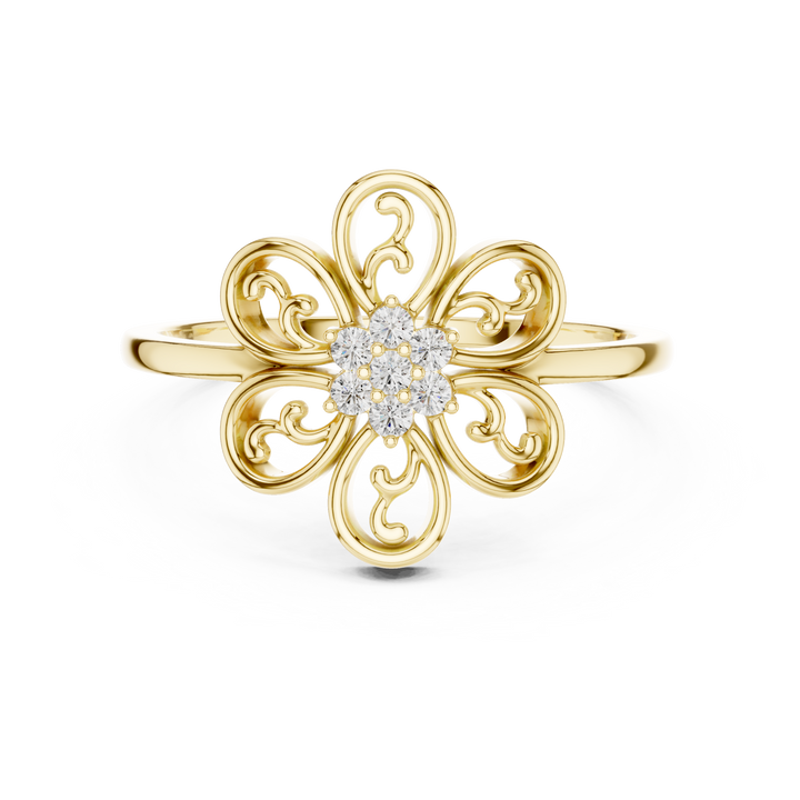 Round Brilliant Lab Grown Diamond Vintage Floral Cluster Ring
