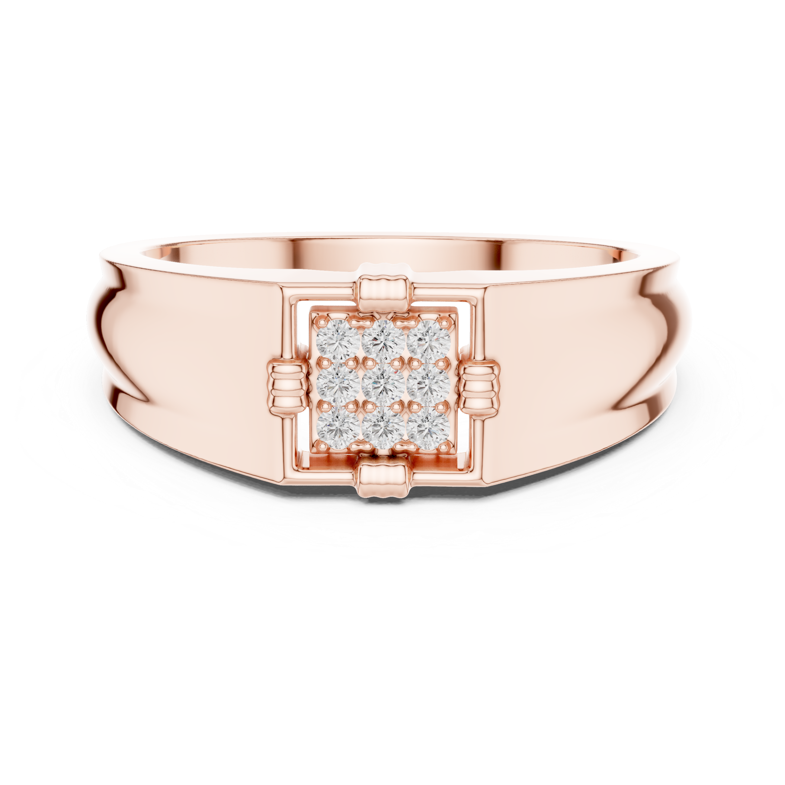 Lab Grown Diamond Square Cluster Signet Ring