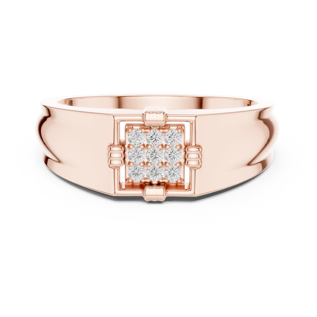 Lab Grown Diamond Square Cluster Signet Ring