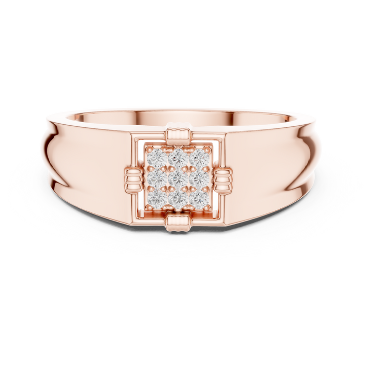 Lab Grown Diamond Square Cluster Signet Ring