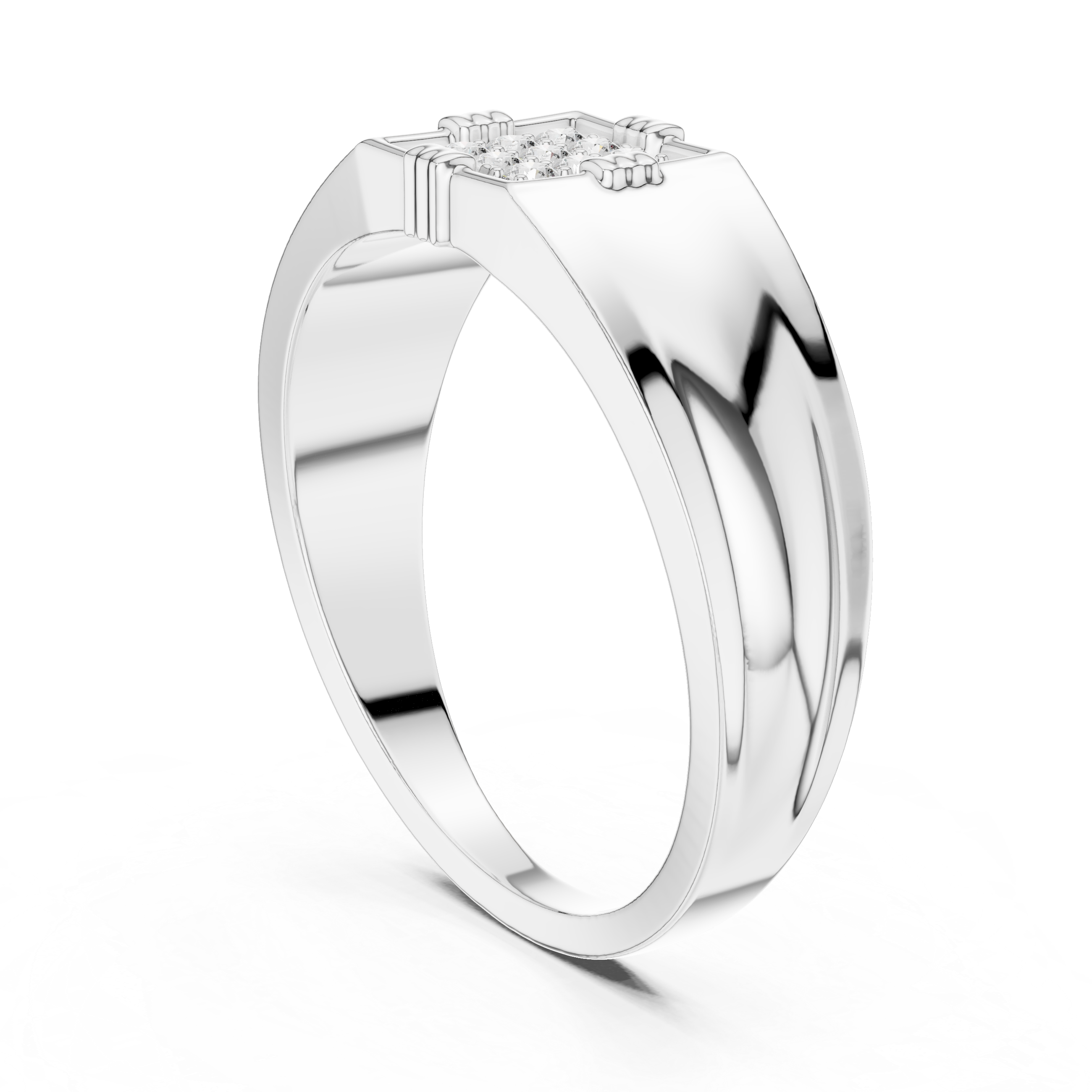 Lab Grown Diamond Square Cluster Signet Ring