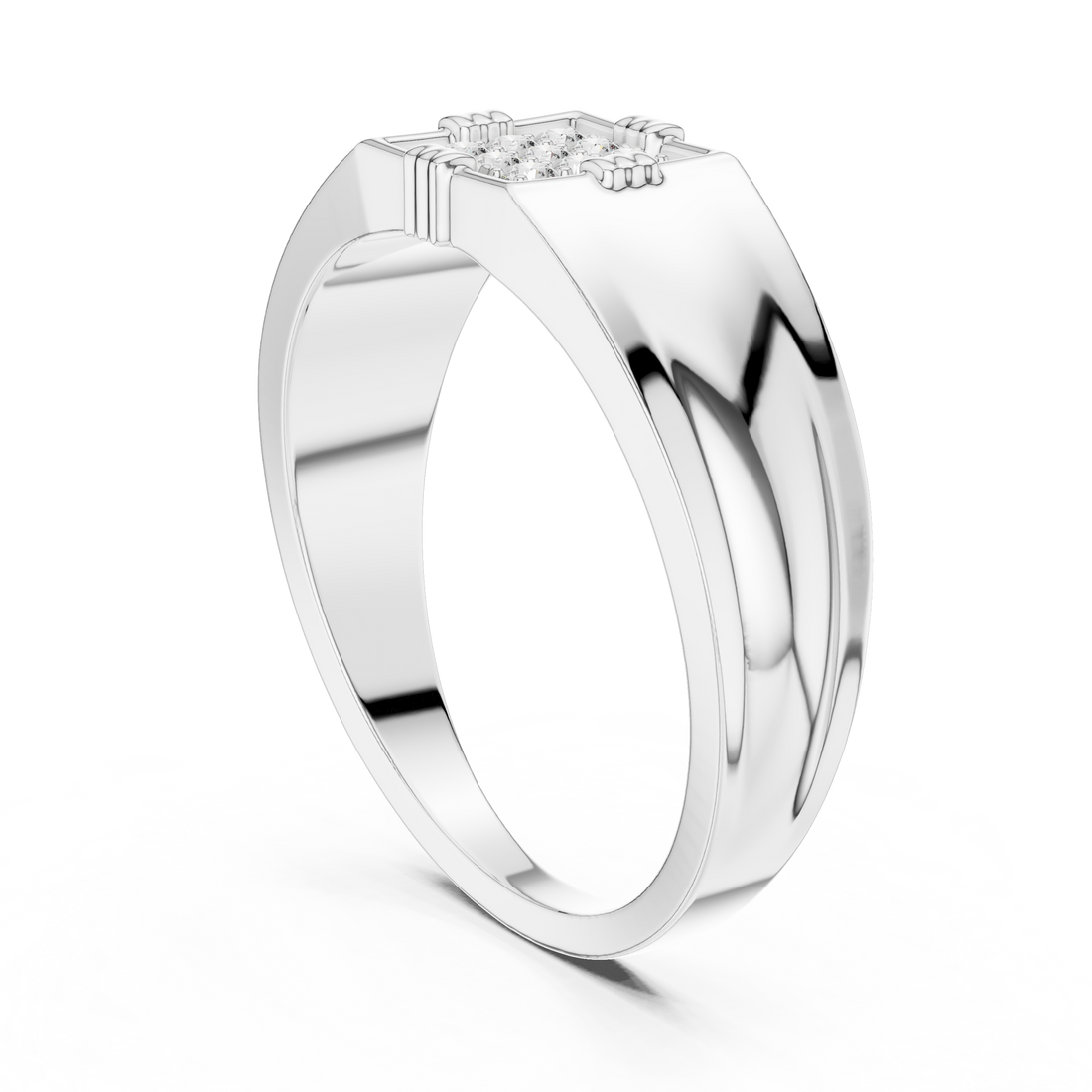 Lab Grown Diamond Square Cluster Signet Ring