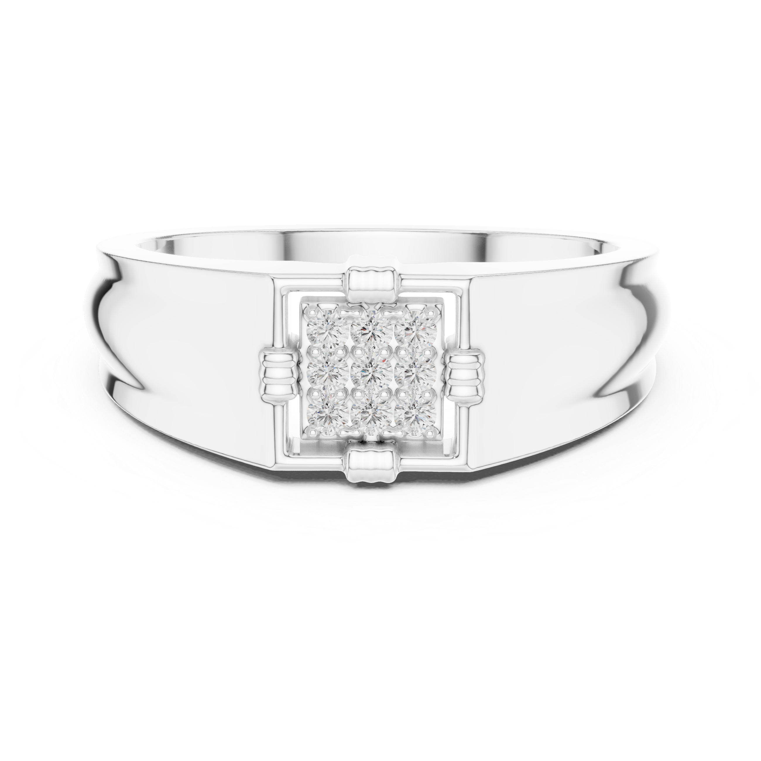 Lab Grown Diamond Square Cluster Signet Ring