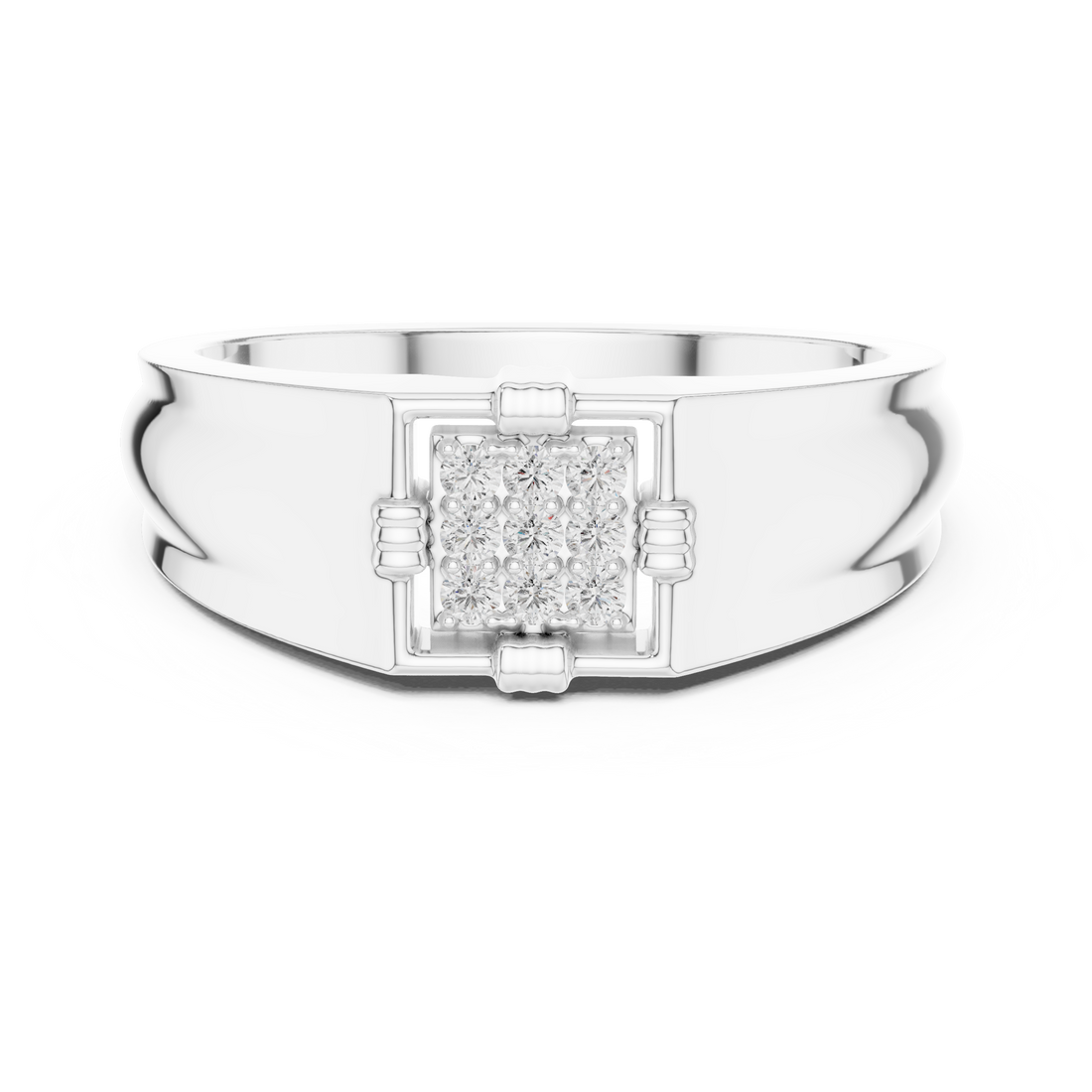Lab Grown Diamond Square Cluster Signet Ring