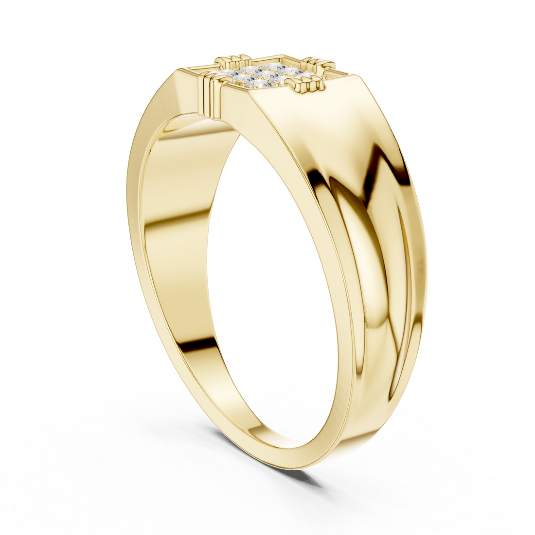 Lab Grown Diamond Square Cluster Signet Ring