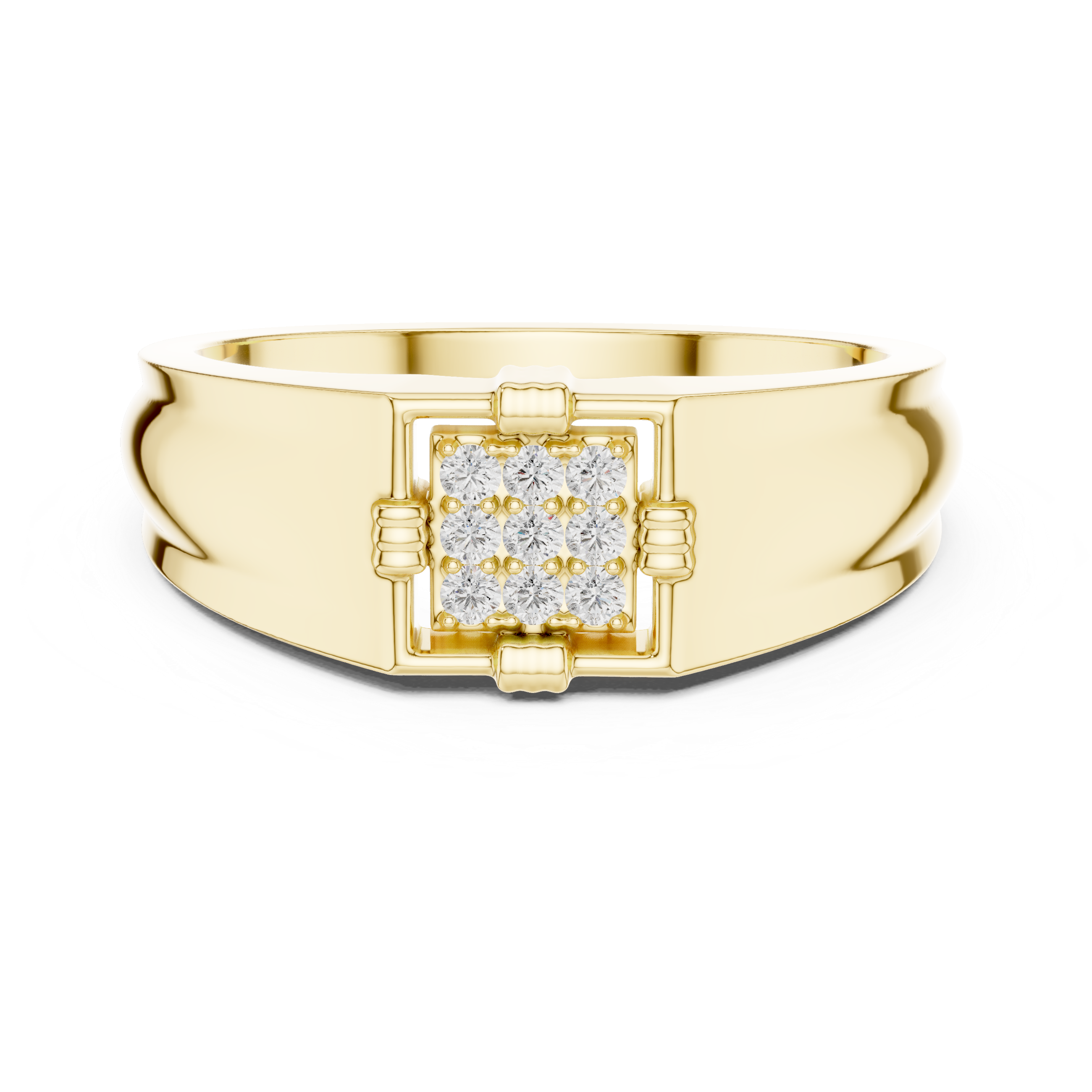 Lab Grown Diamond Square Cluster Signet Ring