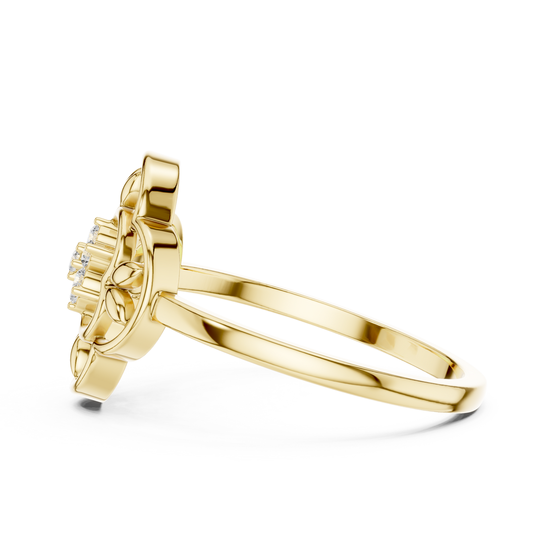 Multi-stone fashion ring with decorative colorful layout.
