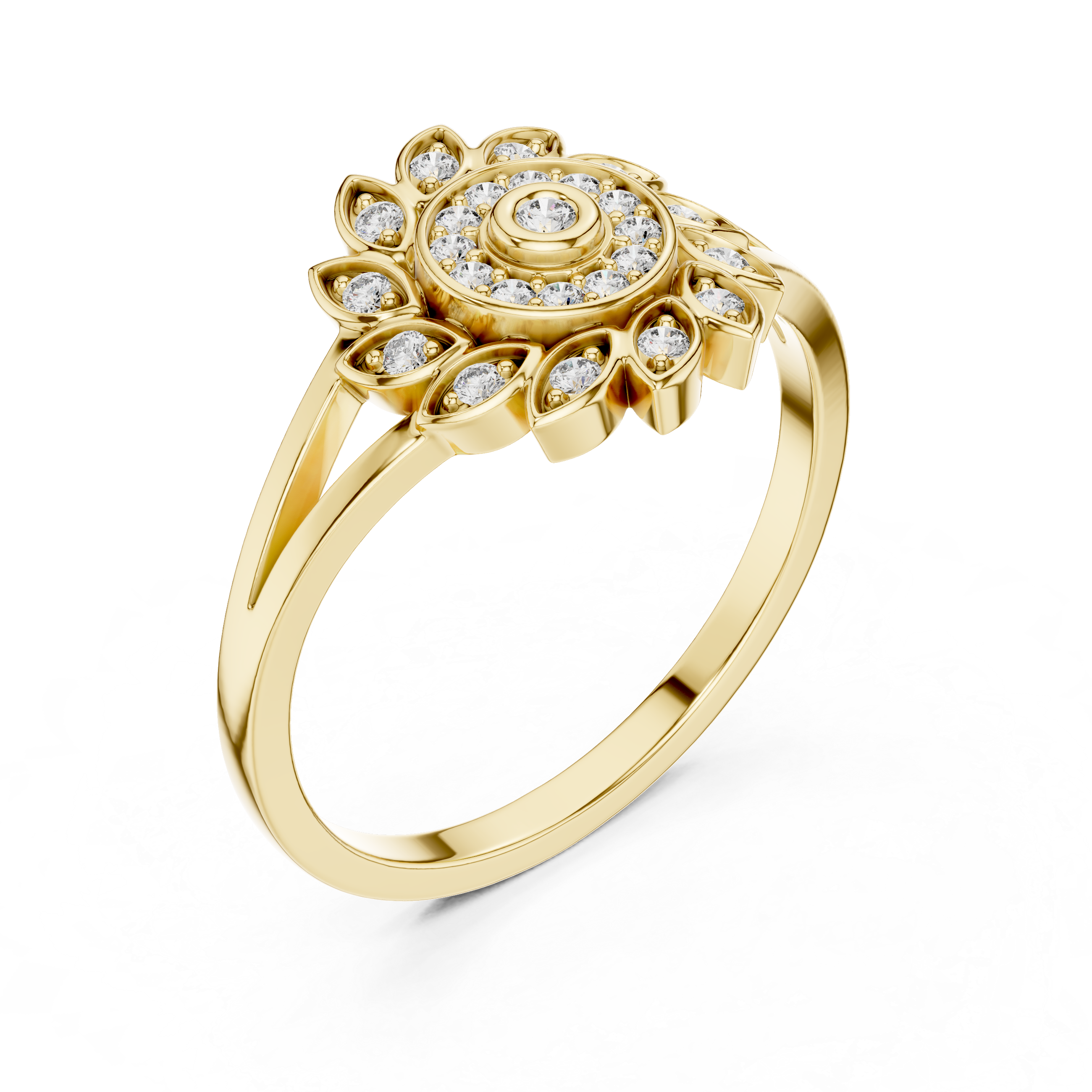 Designer luxury ring with bold contemporary structure.
