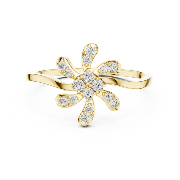 Cushion-cut diamond ring with refined rose gold setting.