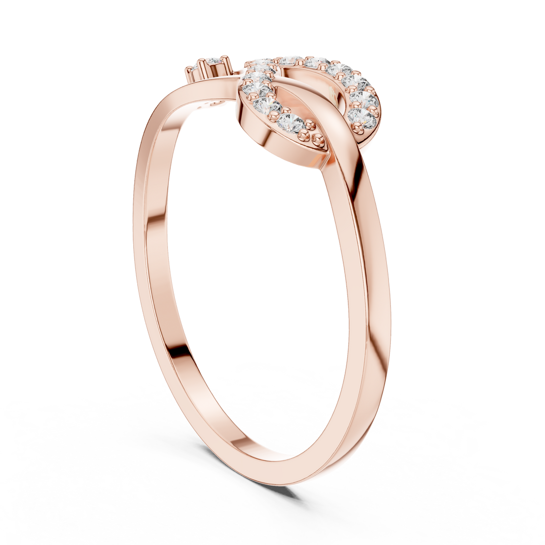 Stylish twisted band ring with sparkling side accents.