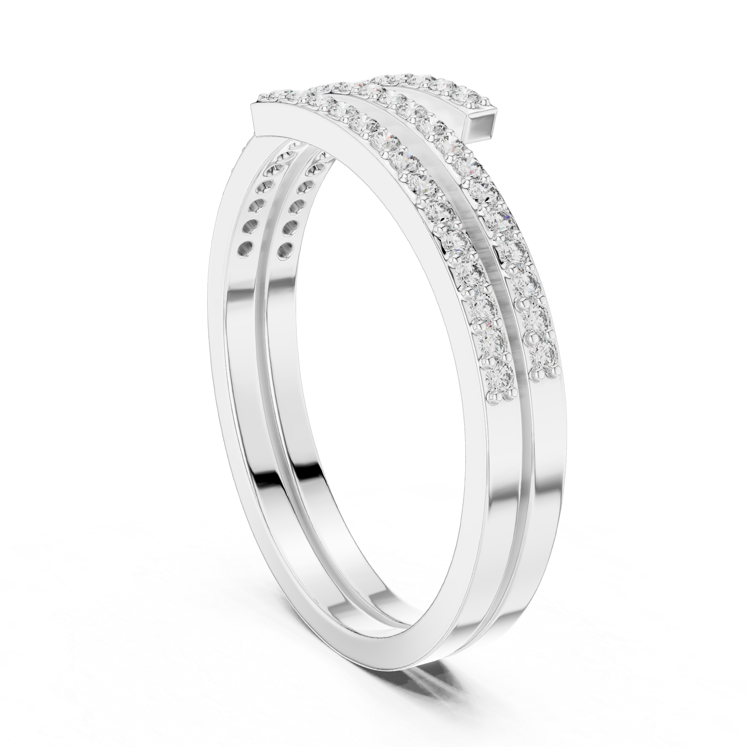 Diamond brooch with geometric modern styling.