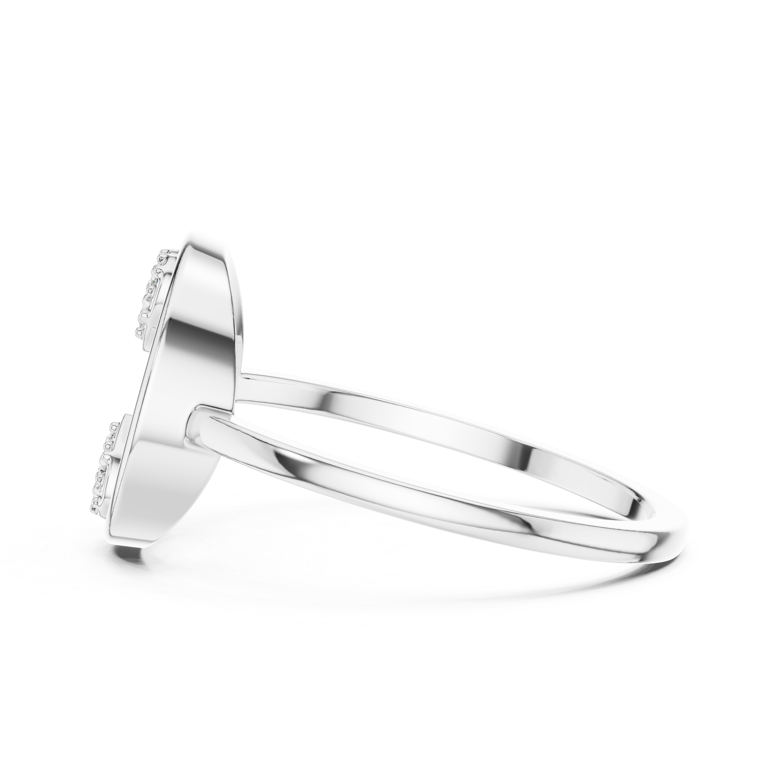 Multi-stone fashion ring with decorative arrangement.