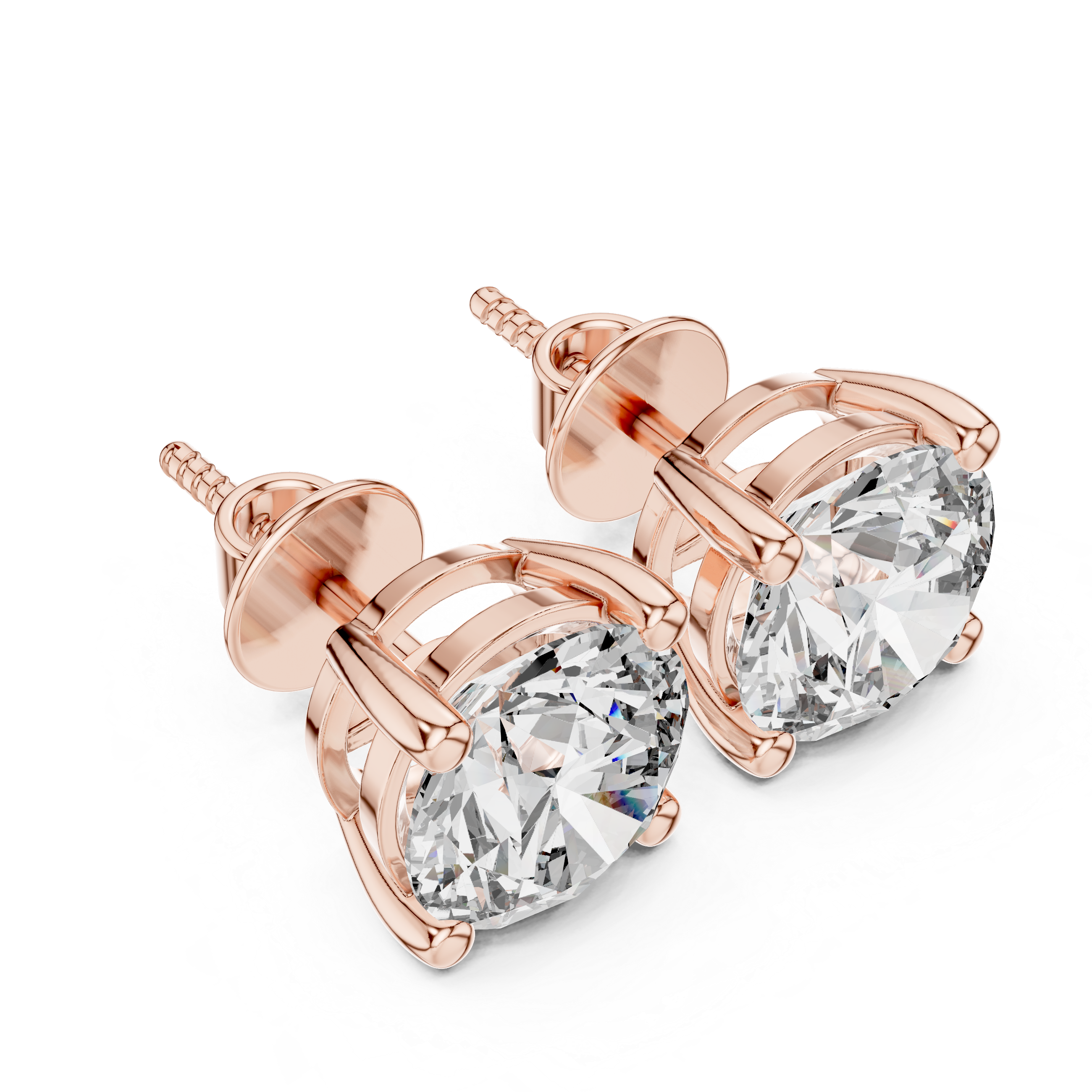 Classic Round Cut Diamond Stud Earrings in Four Prong Setting