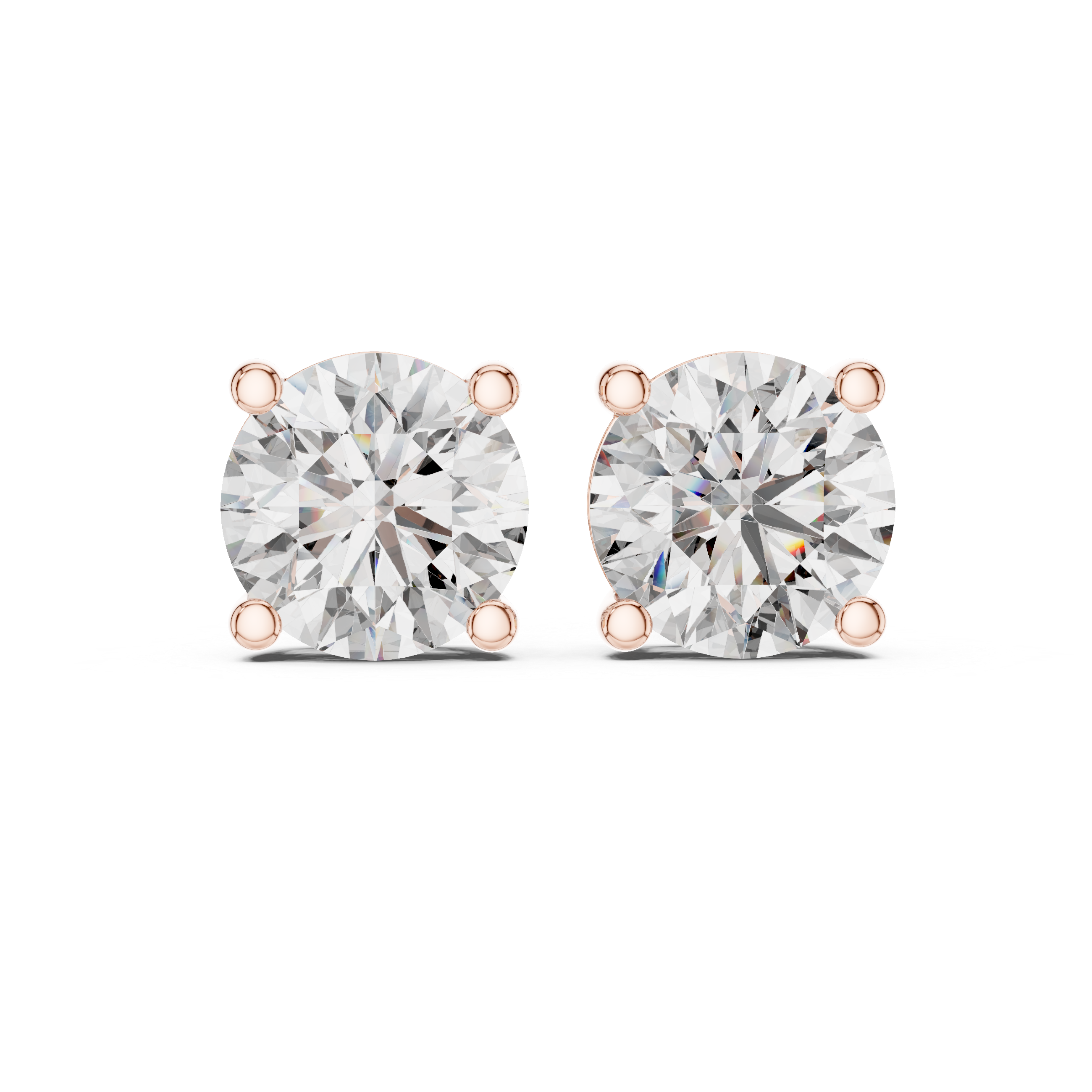 Classic Round Cut Diamond Stud Earrings in Four Prong Setting