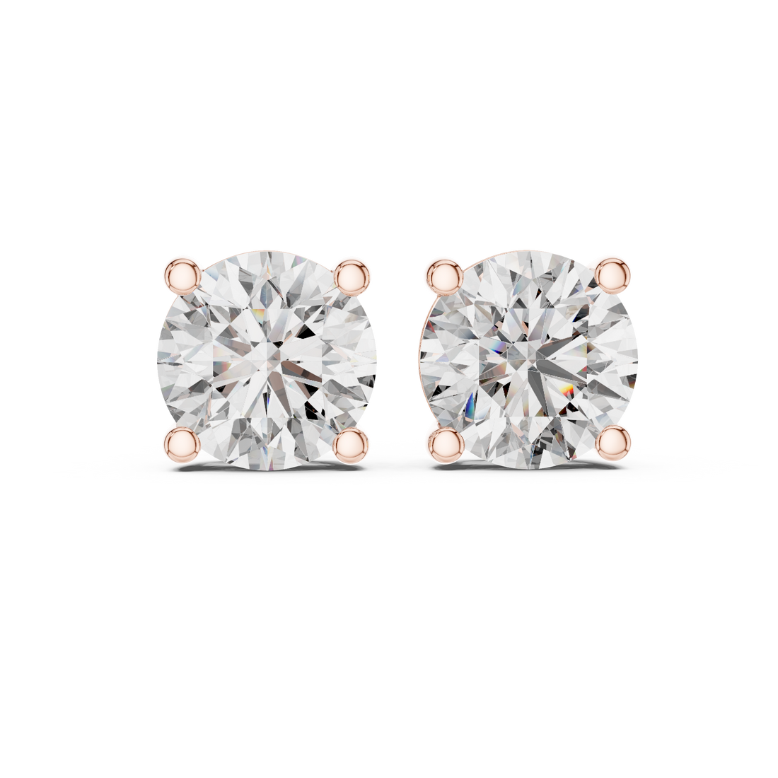 Classic Round Cut Diamond Stud Earrings in Four Prong Setting