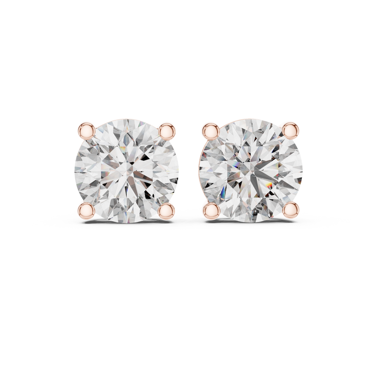 Classic Round Cut Diamond Stud Earrings in Four Prong Setting