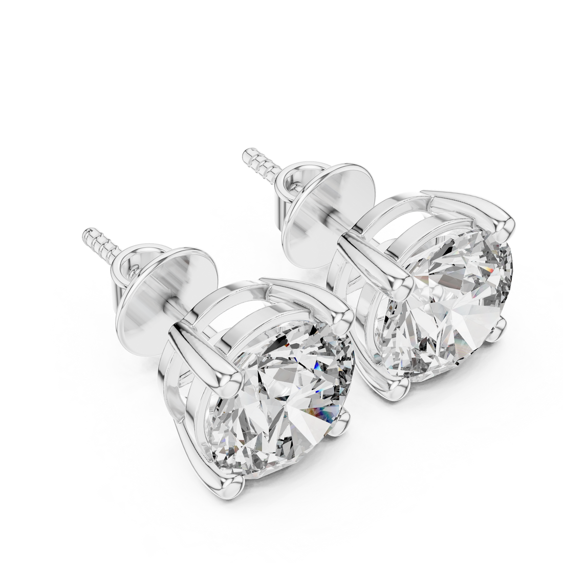 Classic Round Cut Diamond Stud Earrings in Four Prong Setting