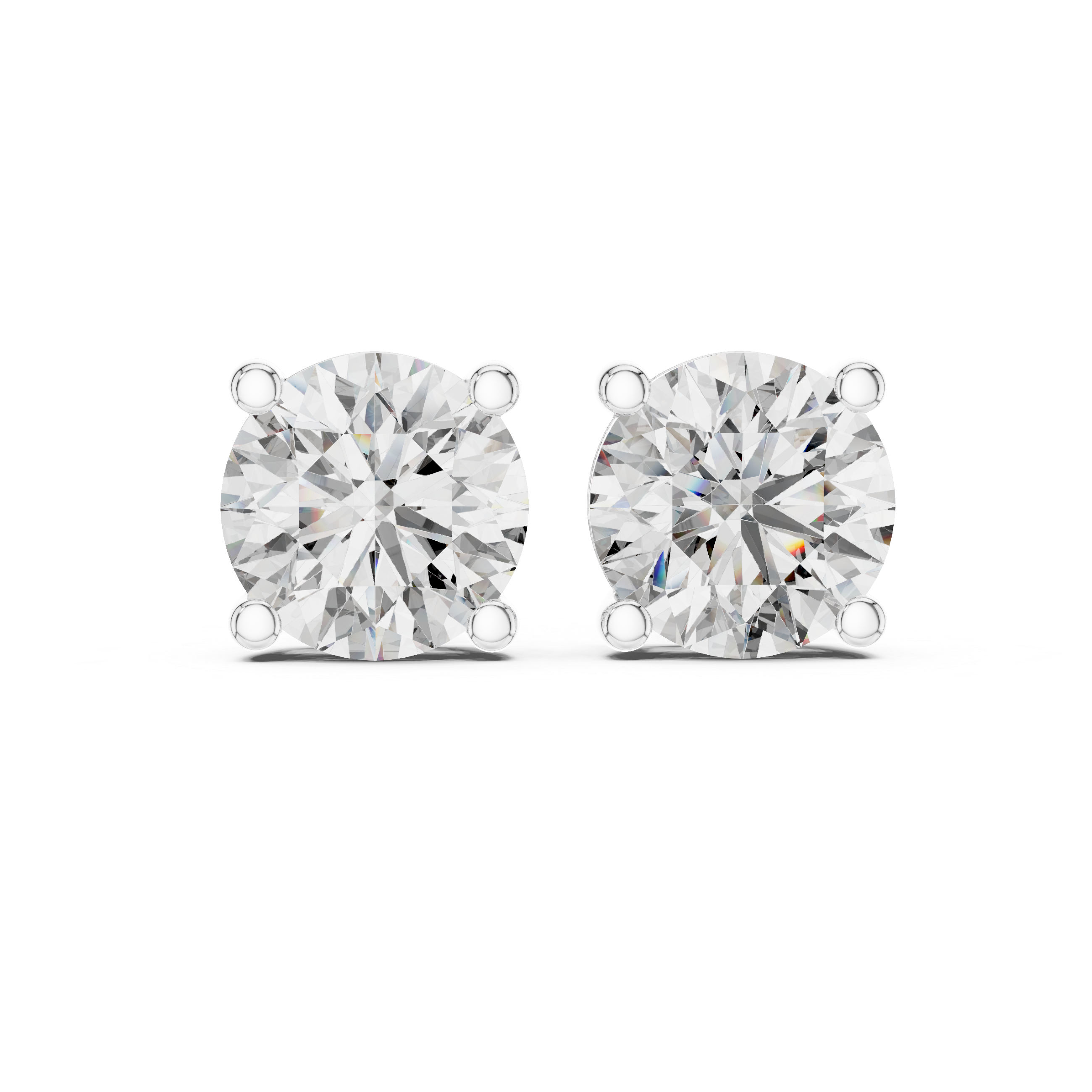 Classic Round Cut Diamond Stud Earrings in Four Prong Setting