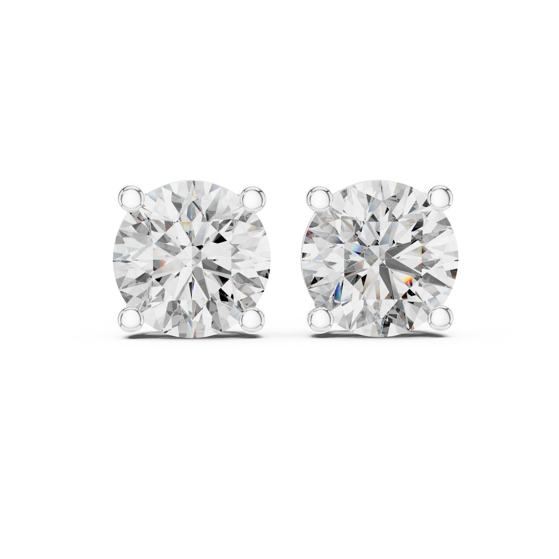 Classic Round Cut Diamond Stud Earrings in Four Prong Setting