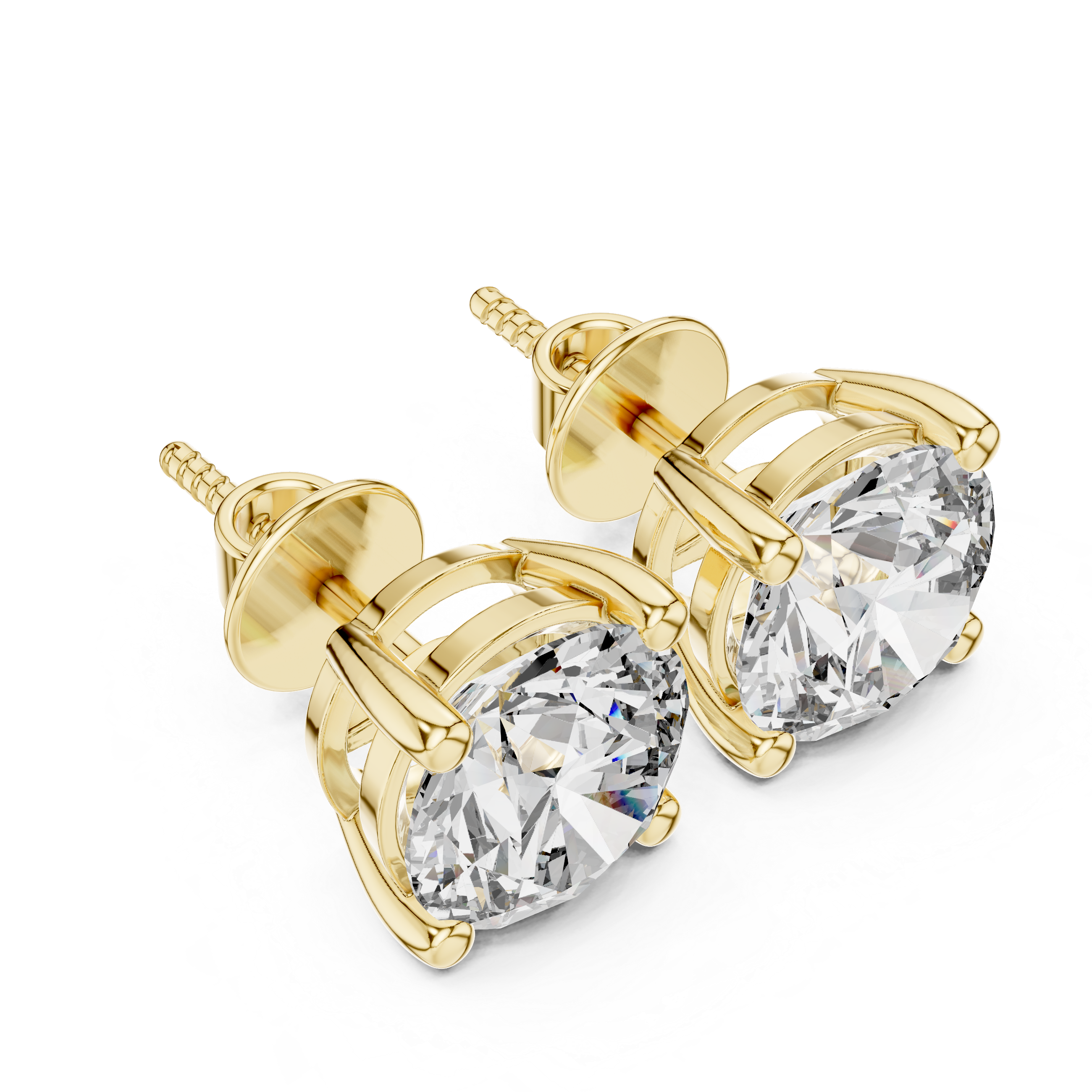 Classic Round Cut Diamond Stud Earrings in Four Prong Setting