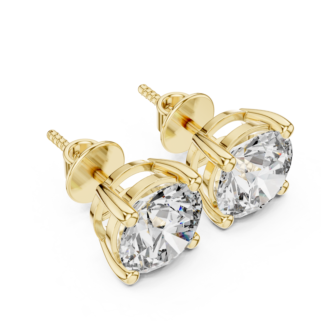 Classic Round Cut Diamond Stud Earrings in Four Prong Setting